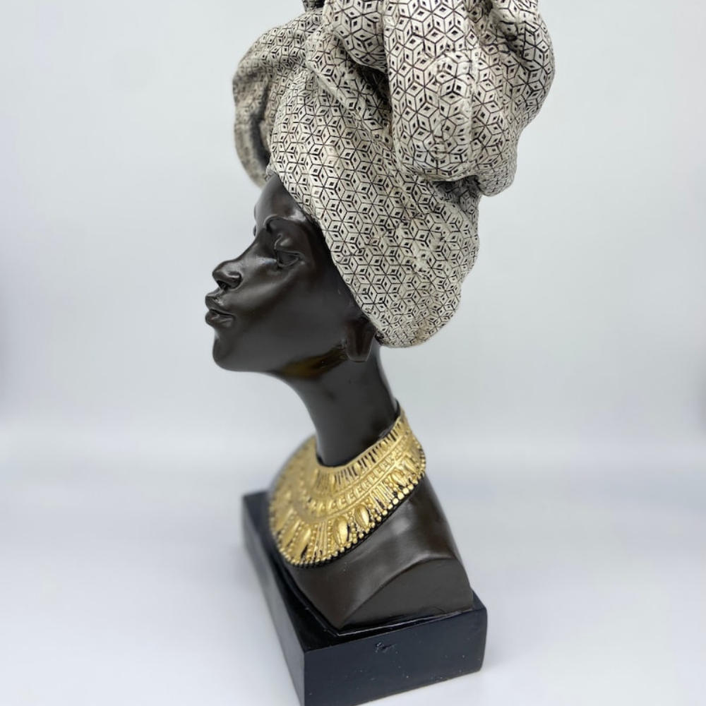 17" Beautiful Bust Sculpture of African African Lady