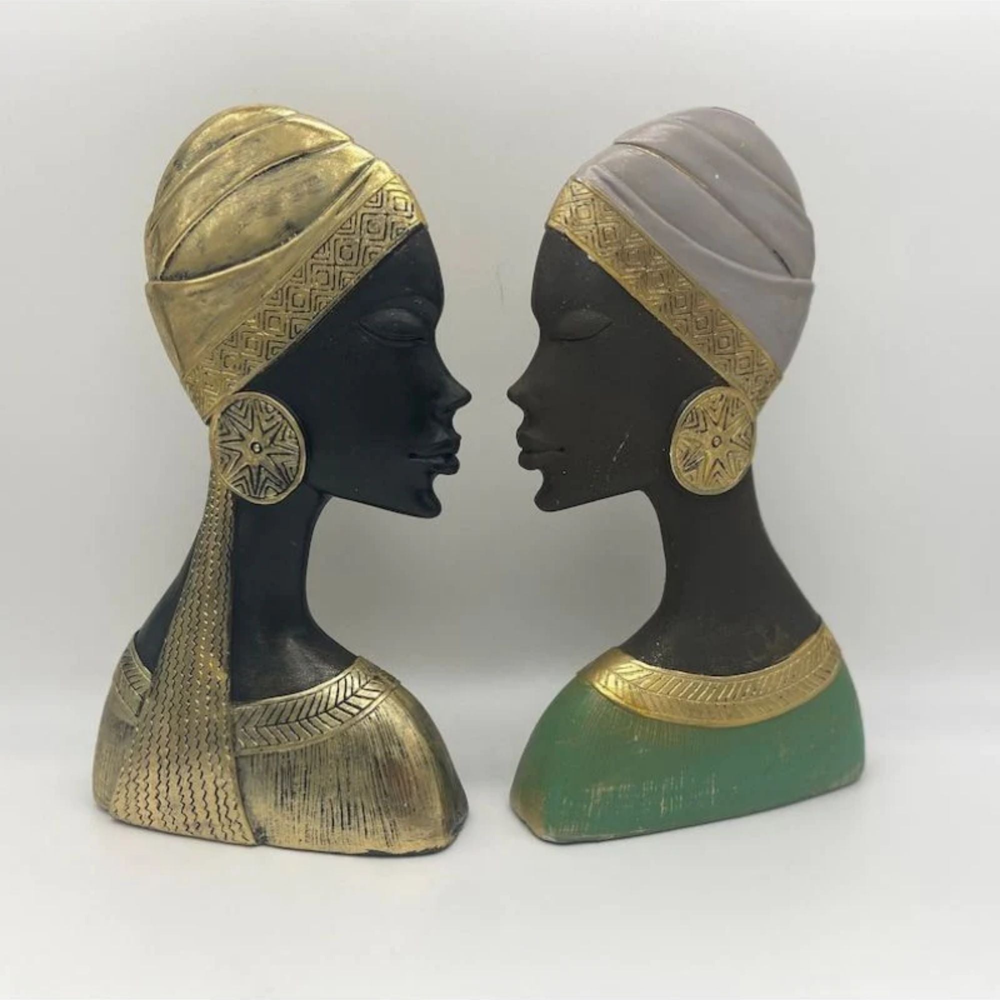 10" African Lady Statue Set of Two | Gift Box Go