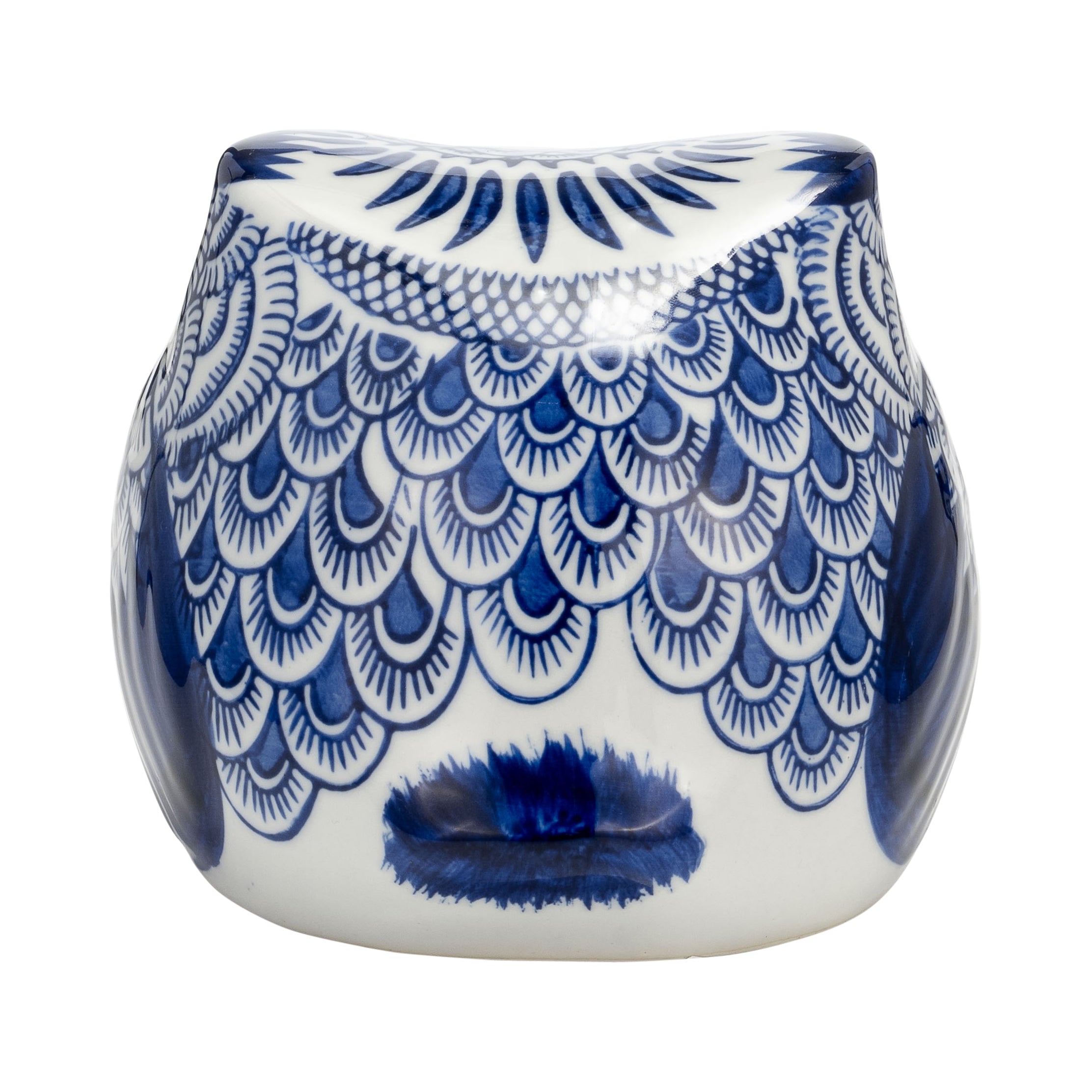 Blue and White Contemporary Decorative Owl Figurine