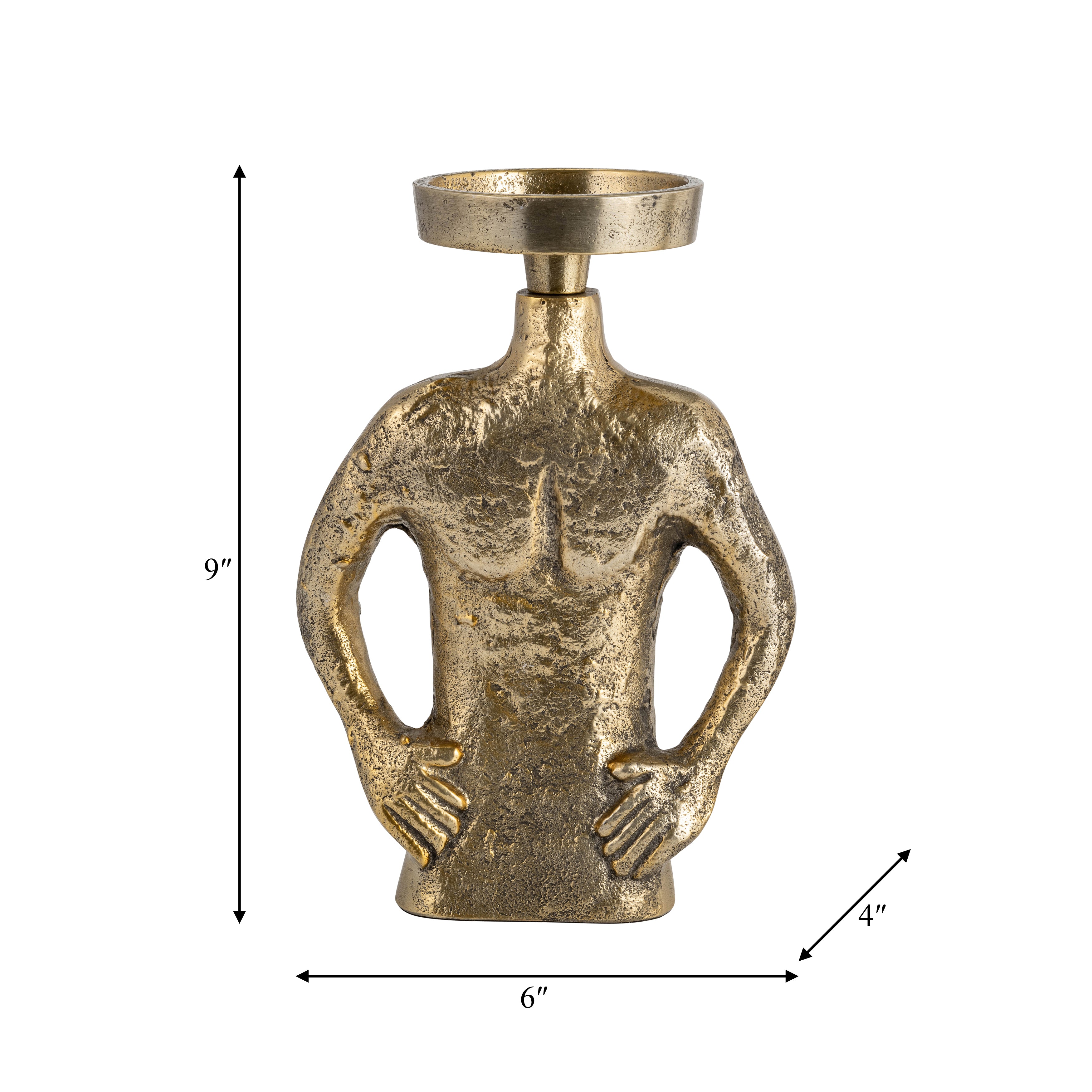 9" Metal Candle Holder Gold