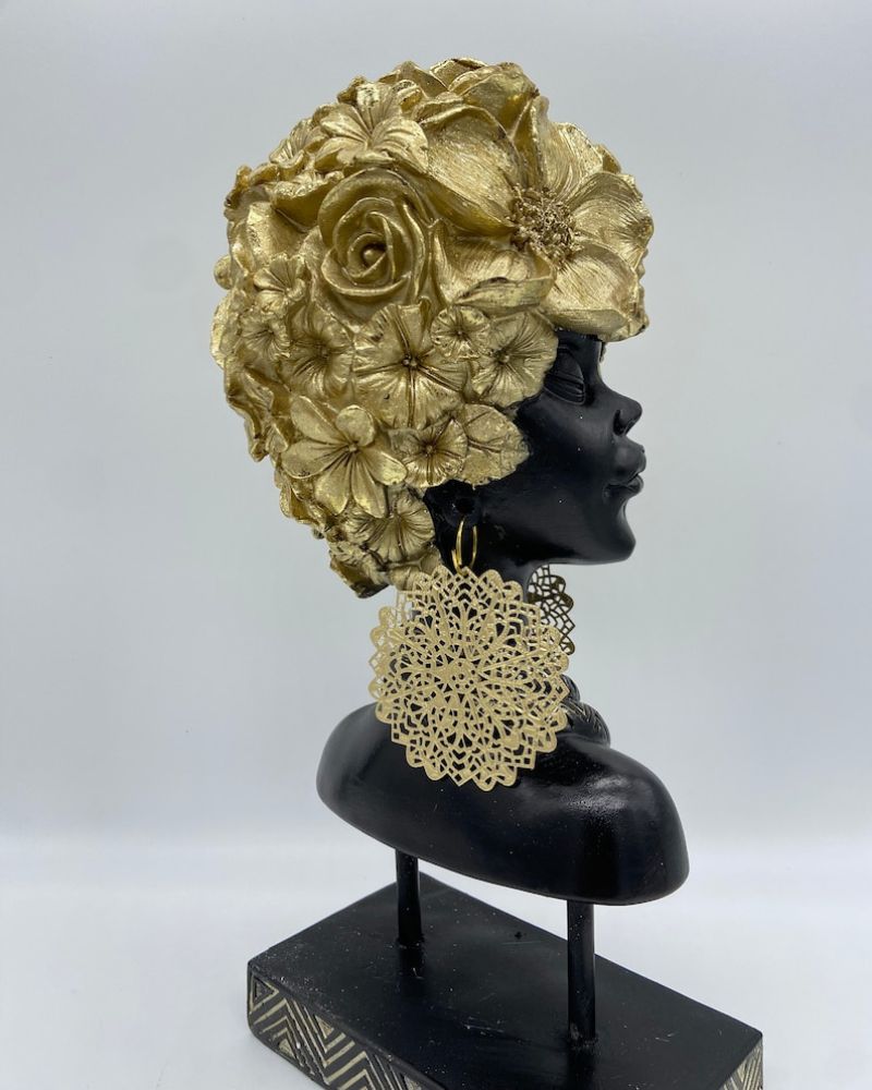 13" African Women Bust Sculpture