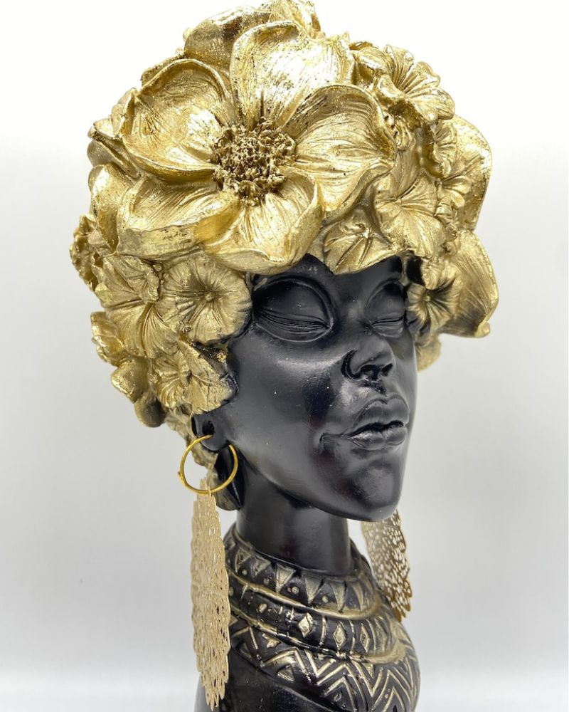 13" African Women Bust Sculpture