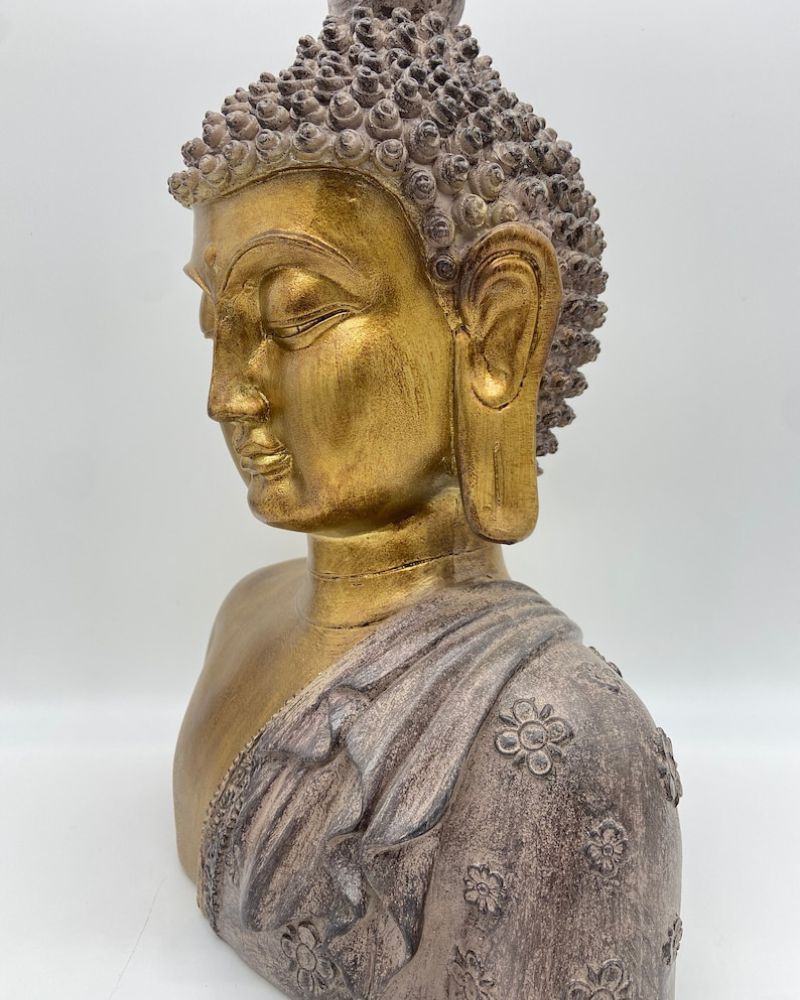 Large Buddha Head Statue Bronze like Finish