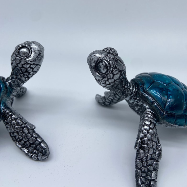 Blue Turtle Figurine Set of Two