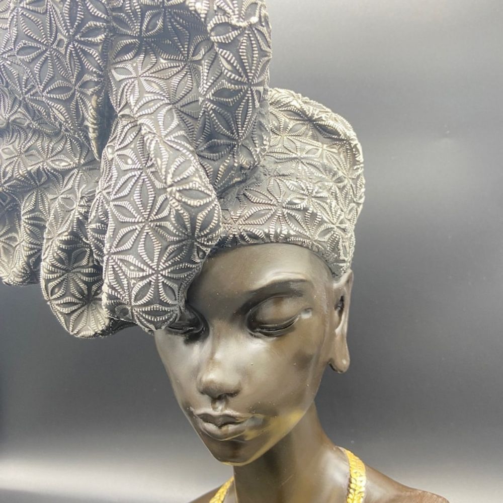 17" African Lady Sculpture Head for Home Decor