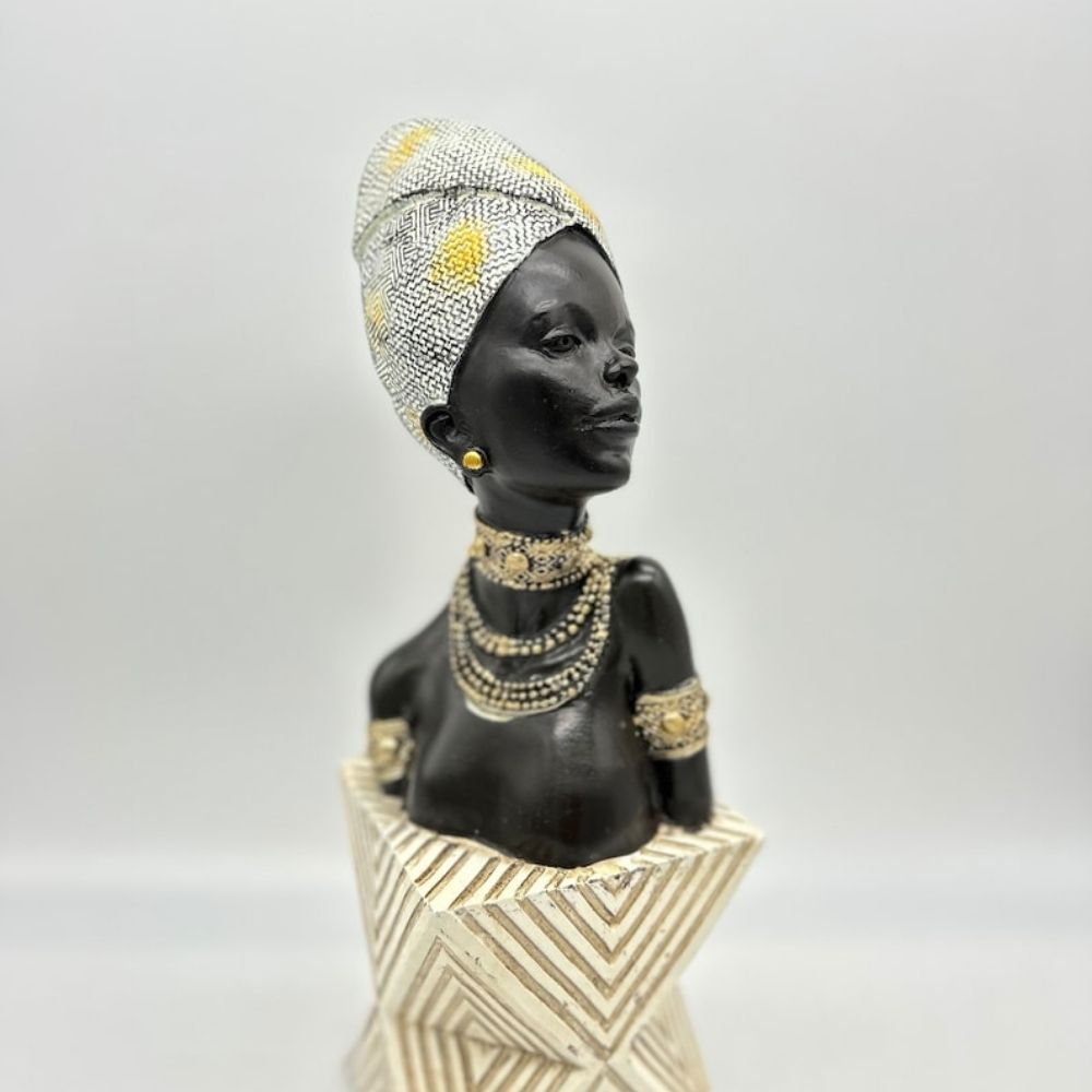 13" / 15" African Lady Bust Sculpture | Gift Box Go