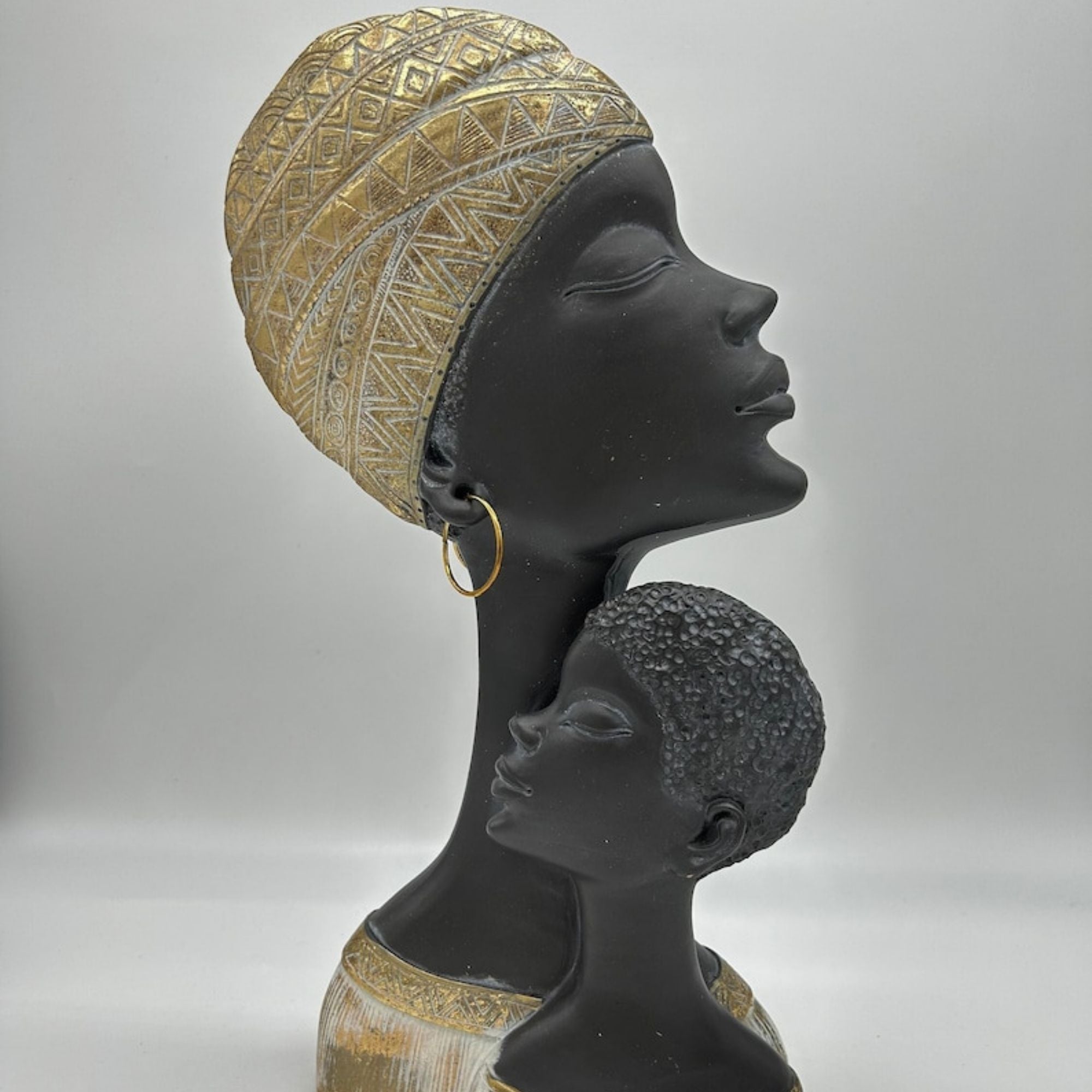 13" African Mother and Child Sculpture | Gift Box Go