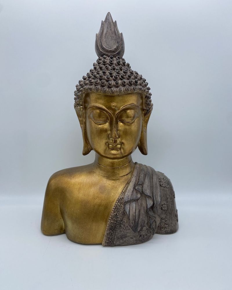 Large Buddha Head Statue Bronze like Finish