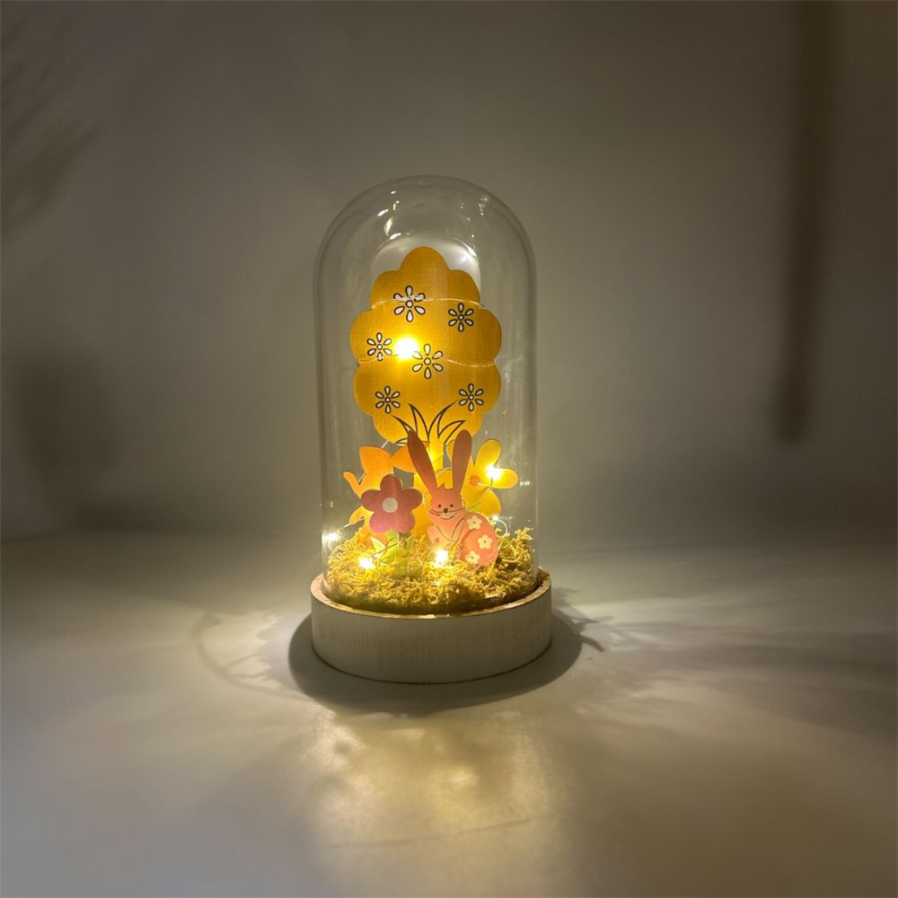 Easter Bunny & Floral Glass Dome Night Light