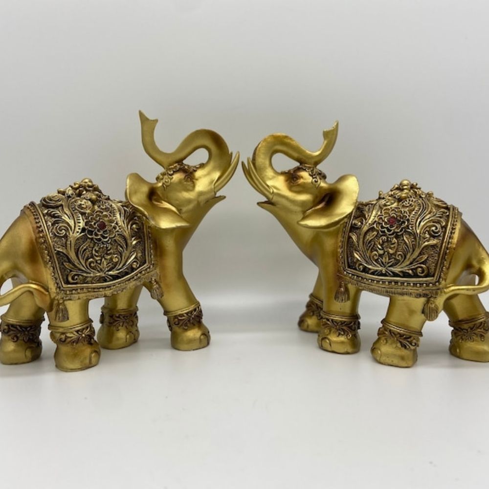Golden Elephant Figurine 6.5 for Home Decor