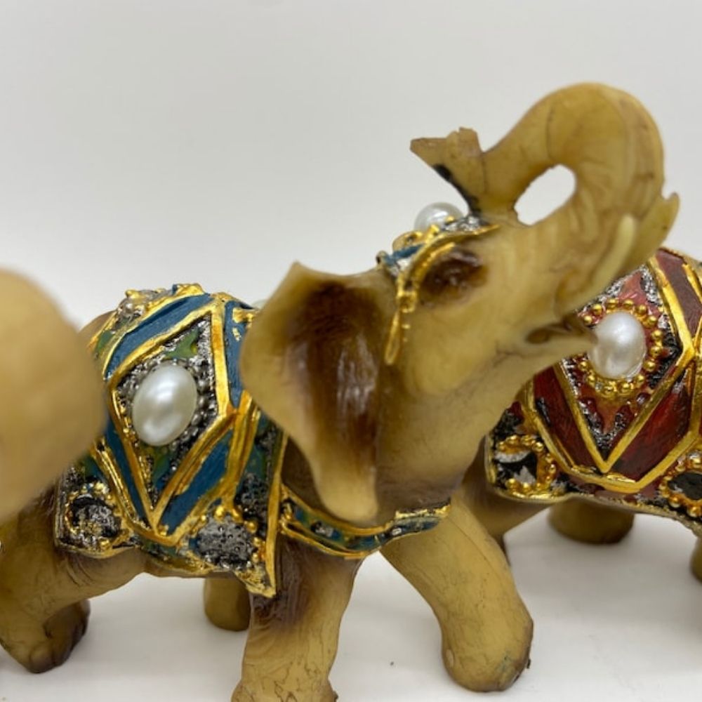 Small Elephant Figurines Trunk Up Home Decor