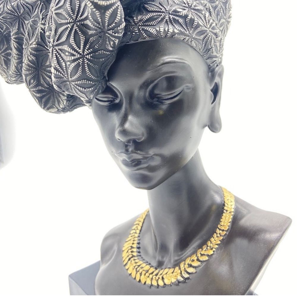 17" African American Bust Decorative Sculpture for Table Top