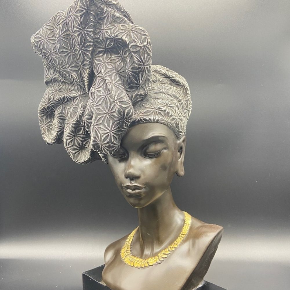 17" African Lady Sculpture Head for Home Decor | Gift Box Go