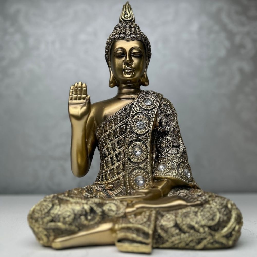 6" Golden Buddha Statue Home and Office Decor | Gift Box Go