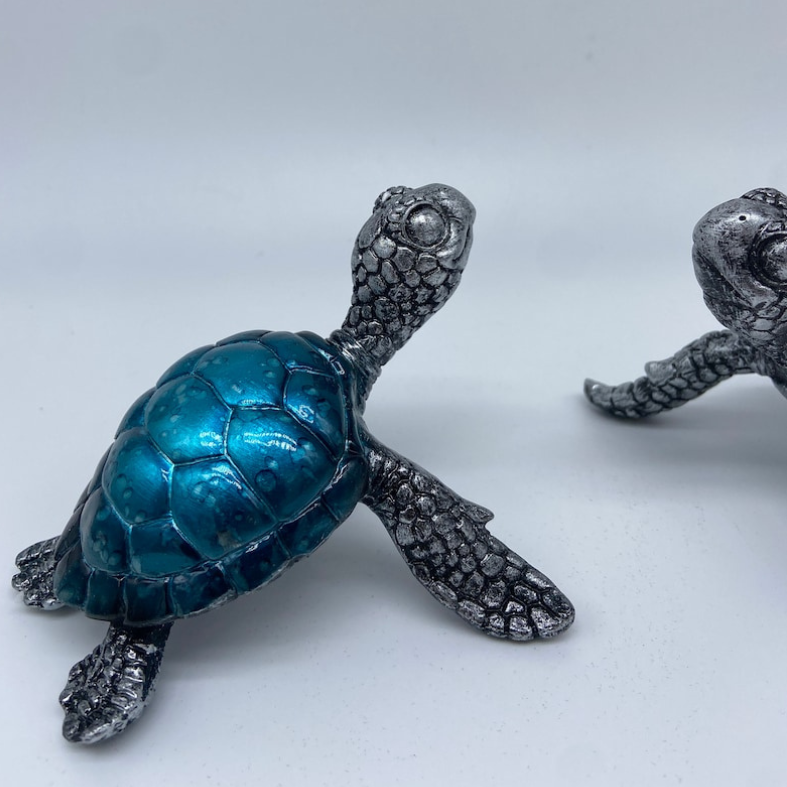 Blue Turtle Figurine Set of Two