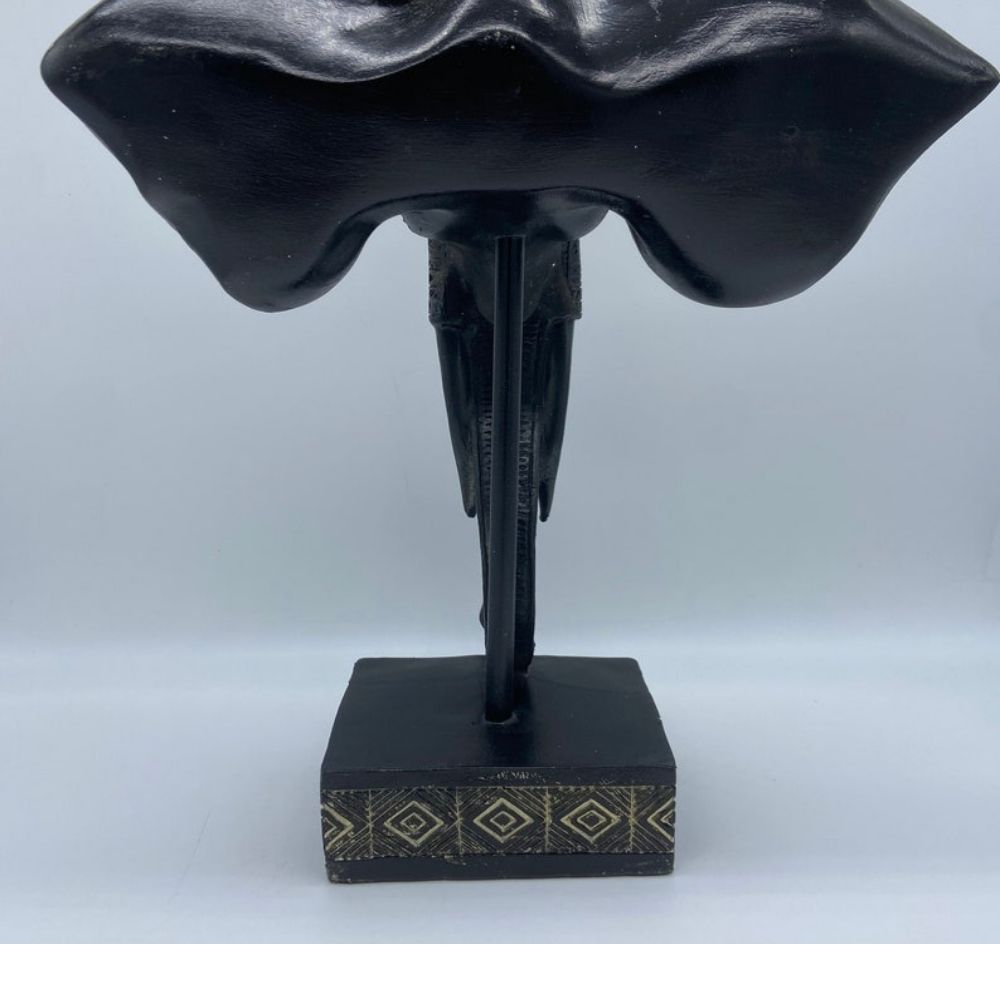 Black Elephant Head Figurine for Coffee Table