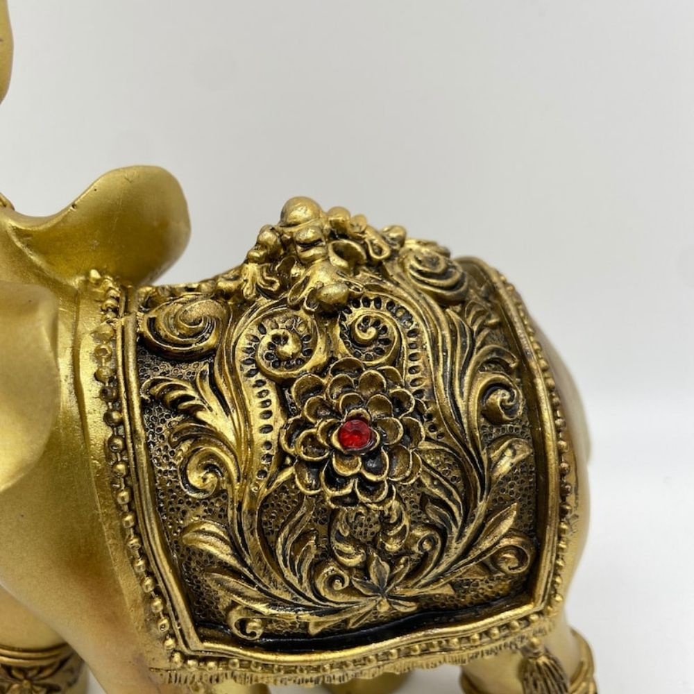 Golden Elephant Figurine 6.5 for Home Decor