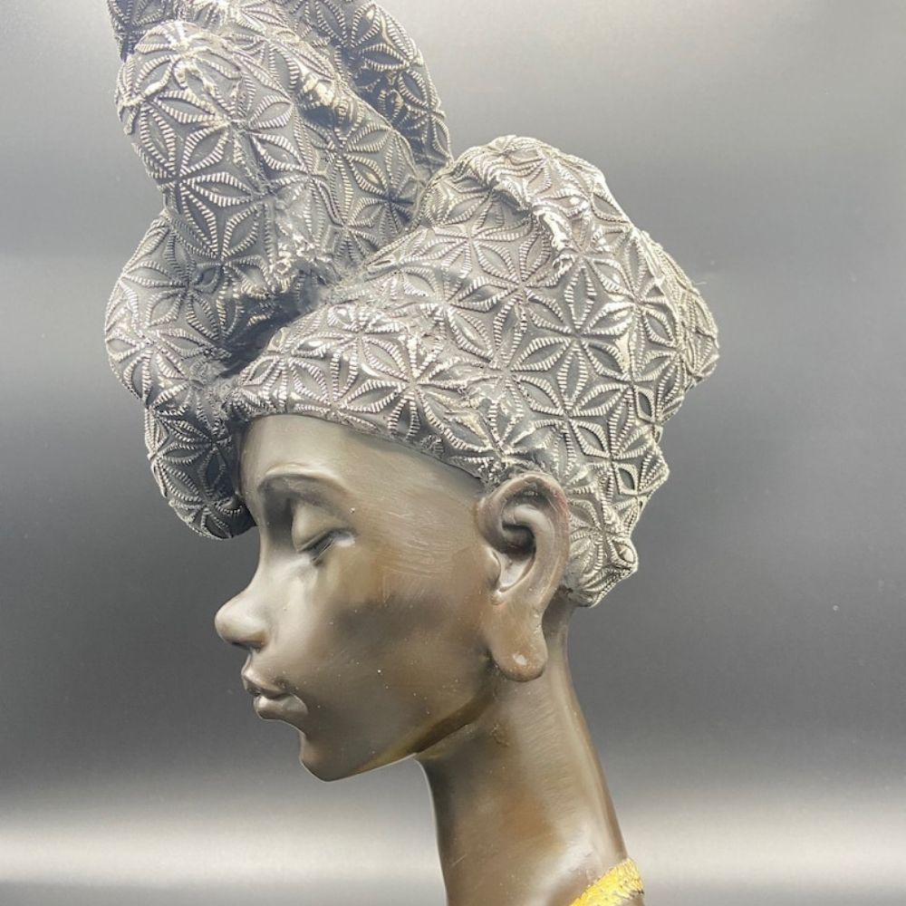 17" African Lady Sculpture Head for Home Decor