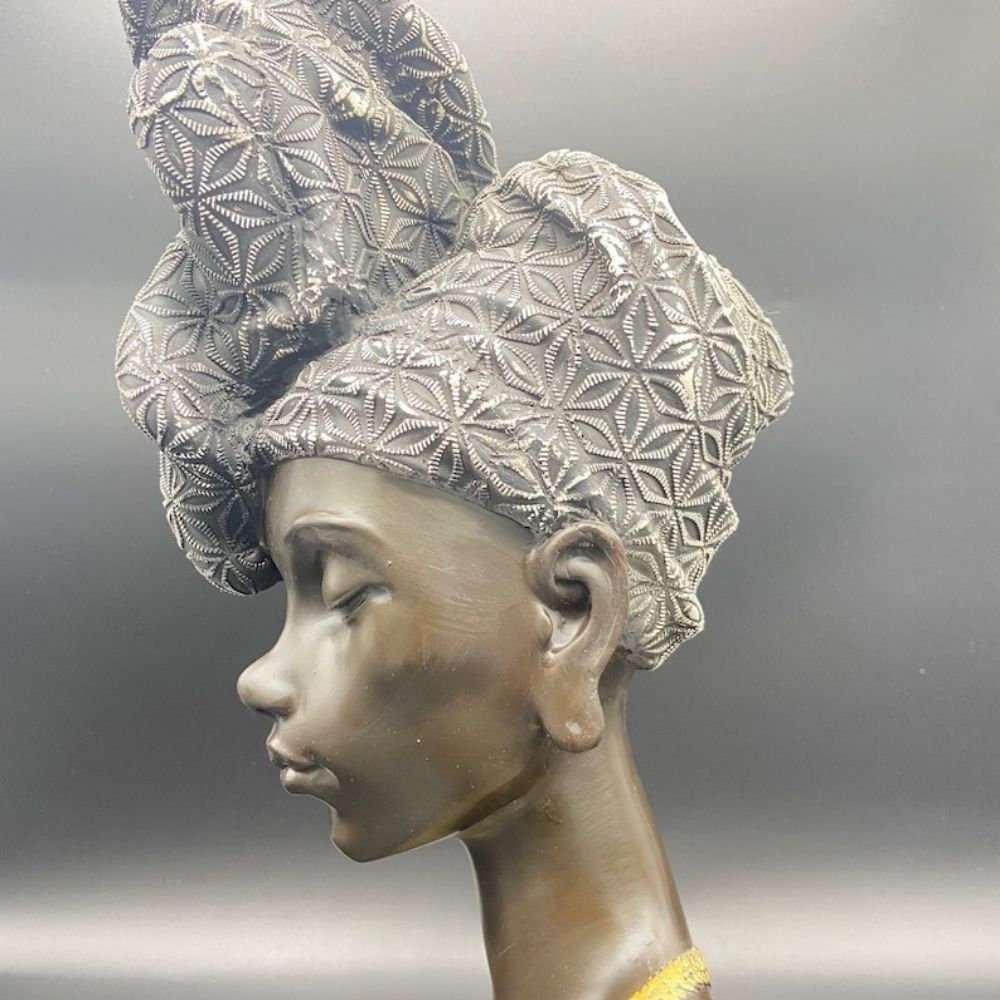 African Lady Sculpture Head for Home Decor