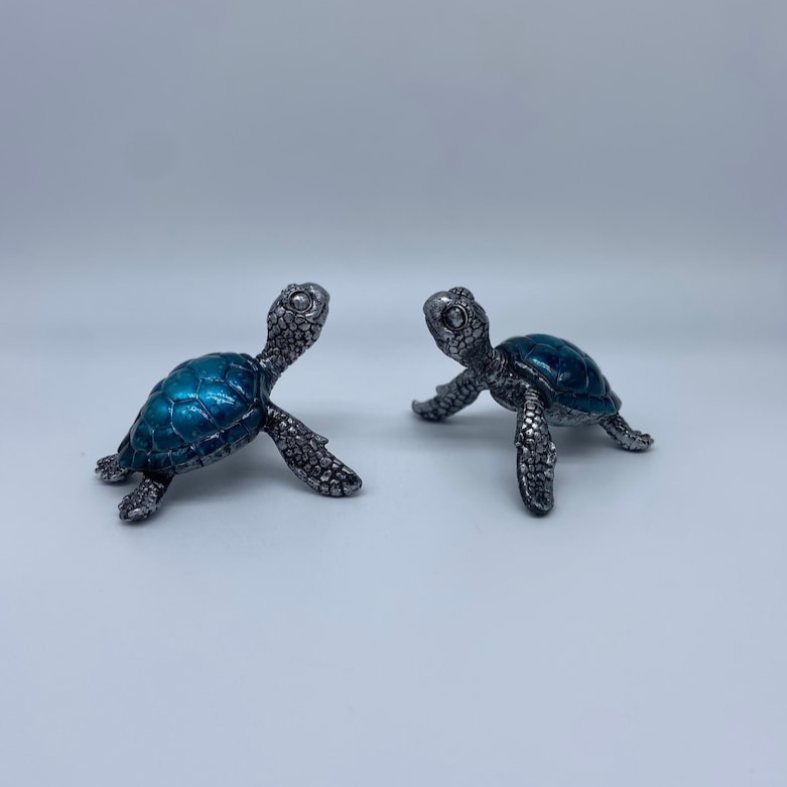 Blue Turtle Figurine Set of Two
