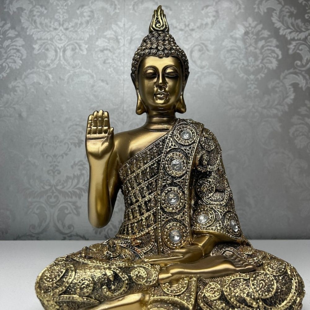 Golden Buddha Statue Home and Office Decor - 6 Inch