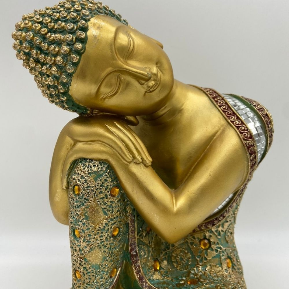 Sleeping Golden Buddha Statue, Best Home Decor - 9.5 Inch