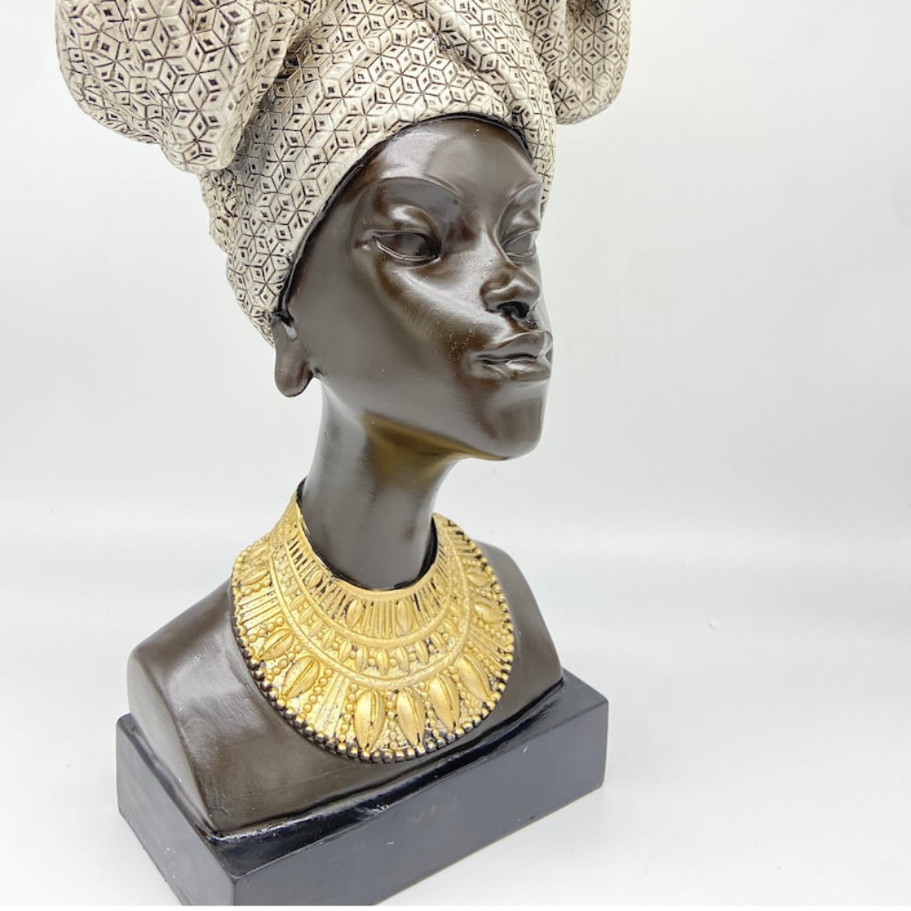 Beautiful Bust Sculpture of African African Lady