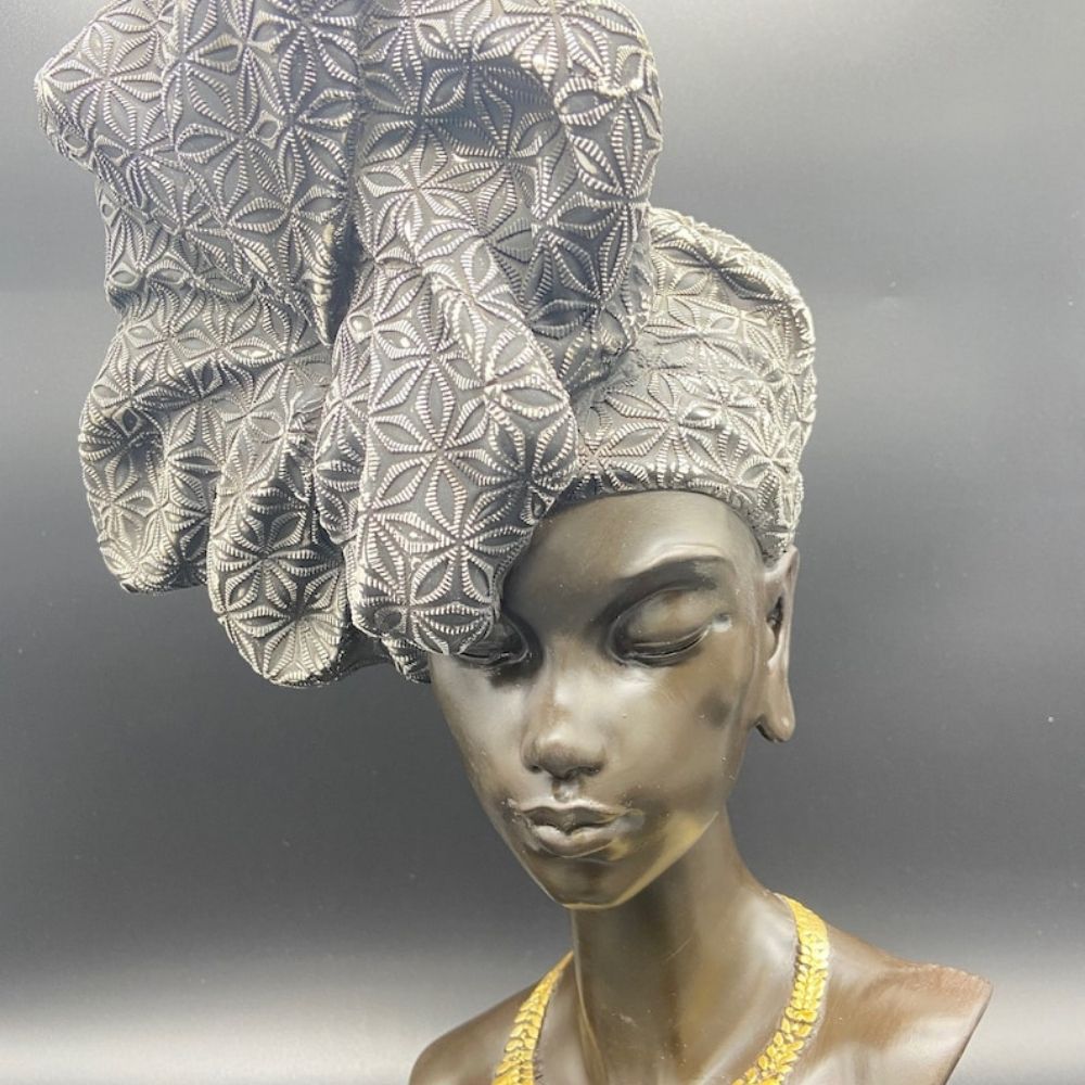 17" African Lady Sculpture Head for Home Decor