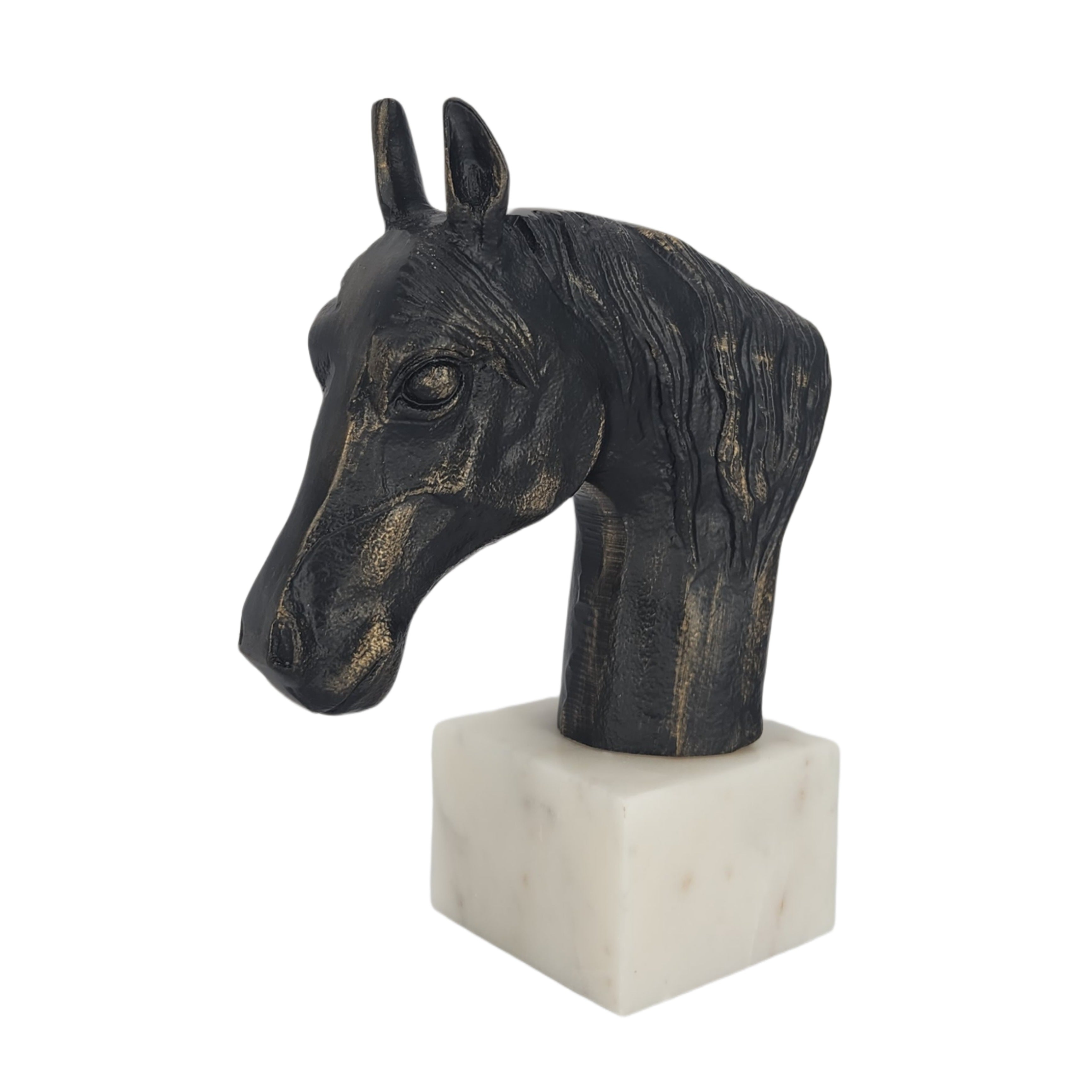 Black Horse Figurine Standing 9" Home Decor Aluminum Room Decor