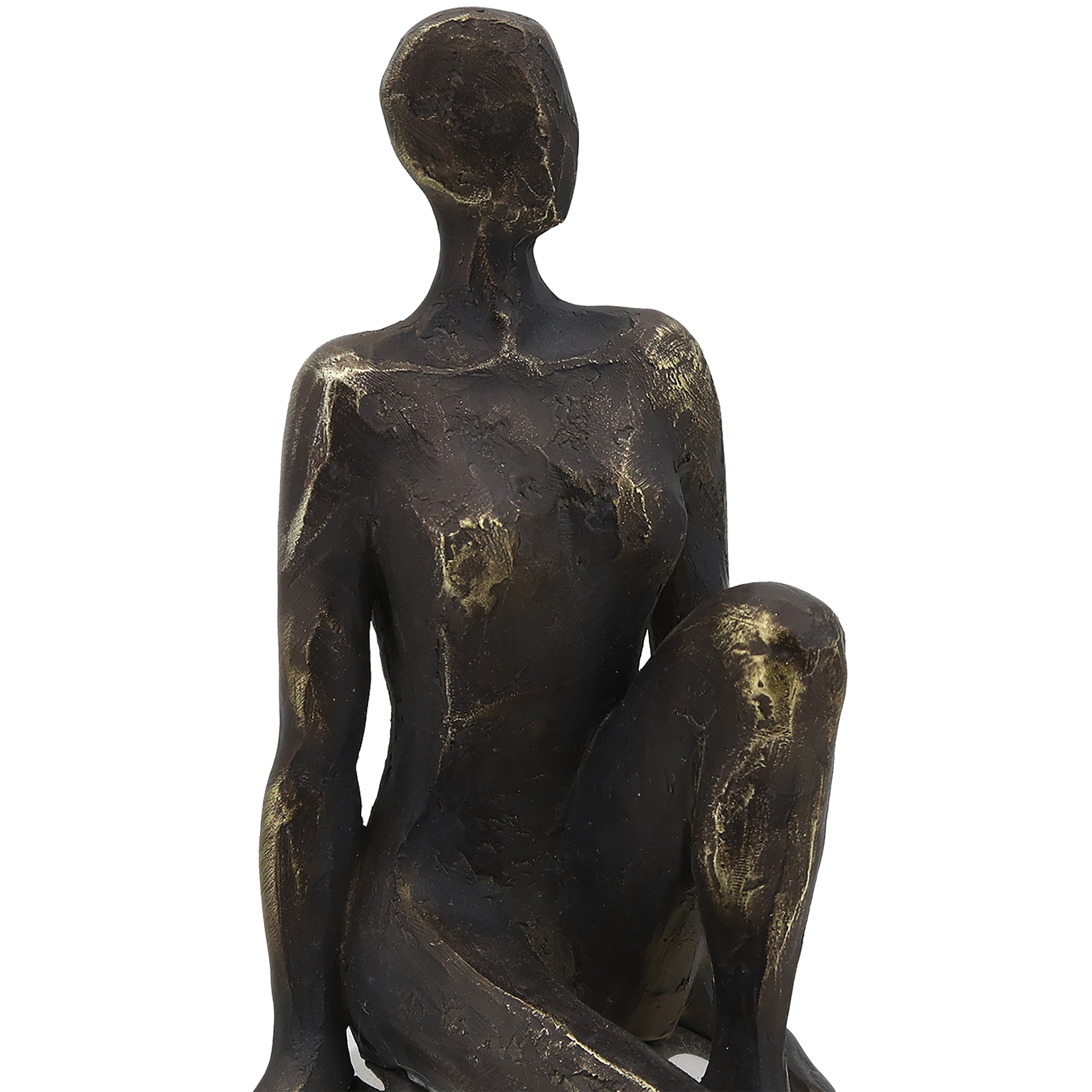 15" Women Sculpture Sitting on Metal Ball