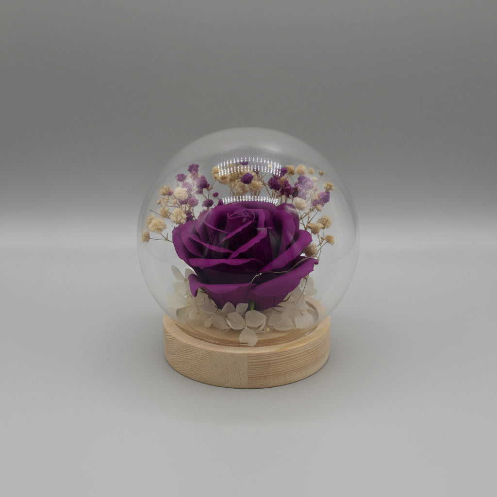 Glass Rose Globe with LED Light