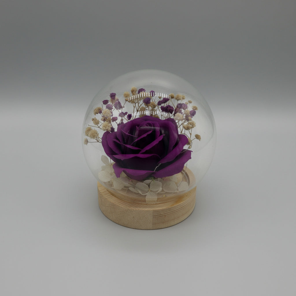 Glass Rose Globe with LED Light