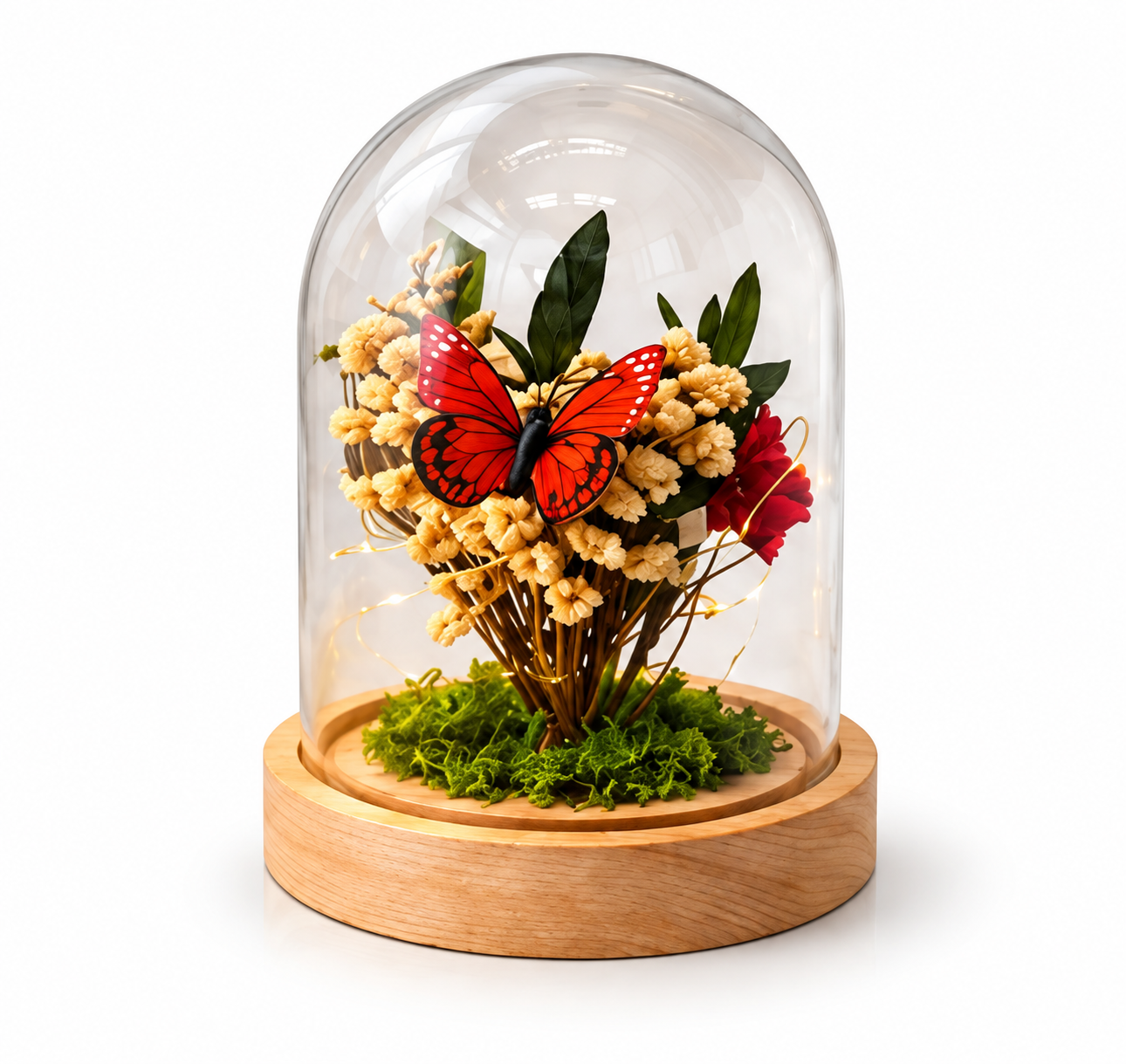 Globe Filled With Assorted Flowers And Butterflies