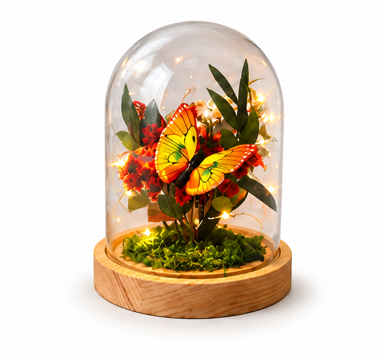 Globe Filled With Assorted Flowers And Butterflies