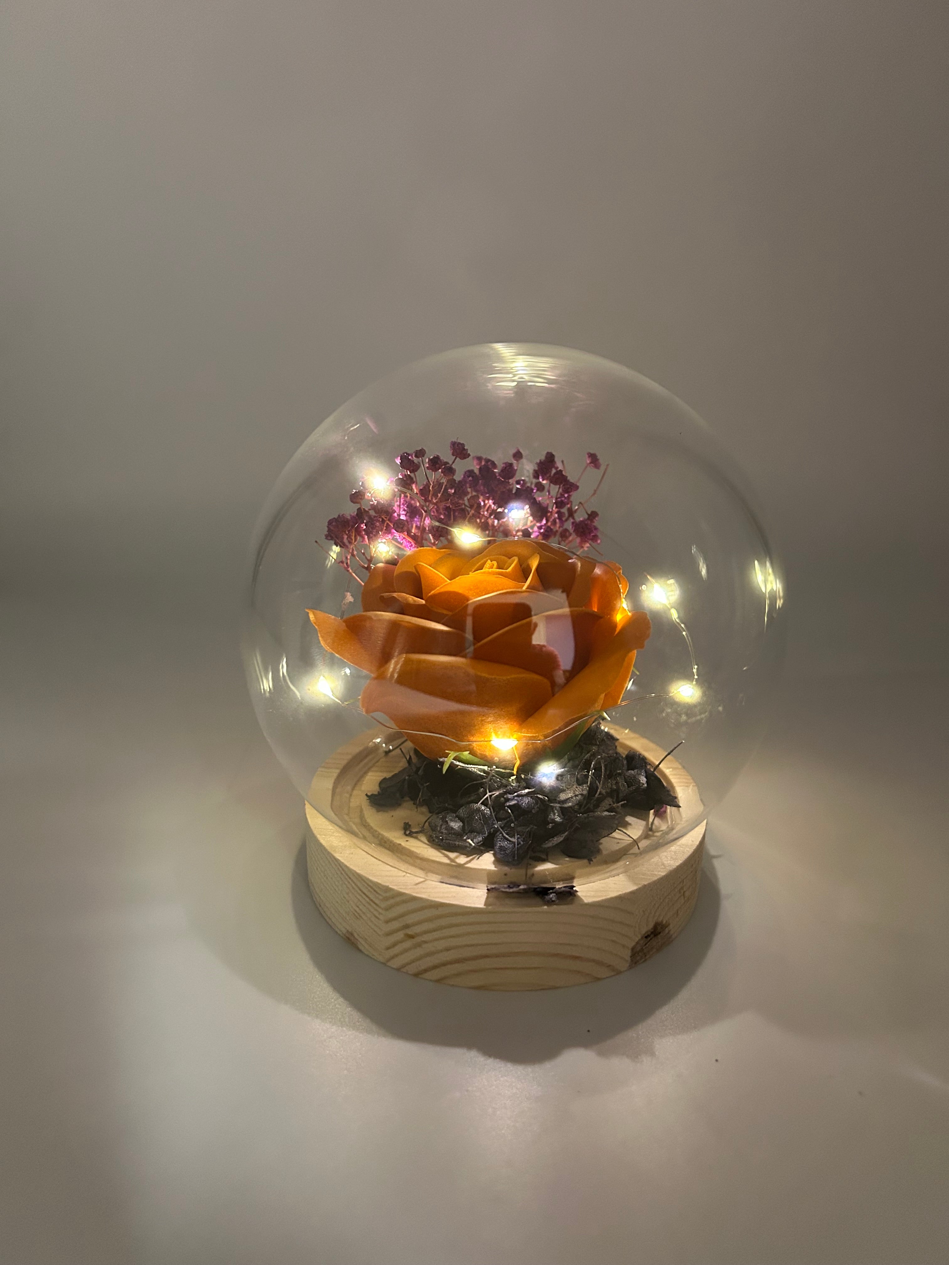 LED Light Orange Rose Globe Purple Baby Blossoms