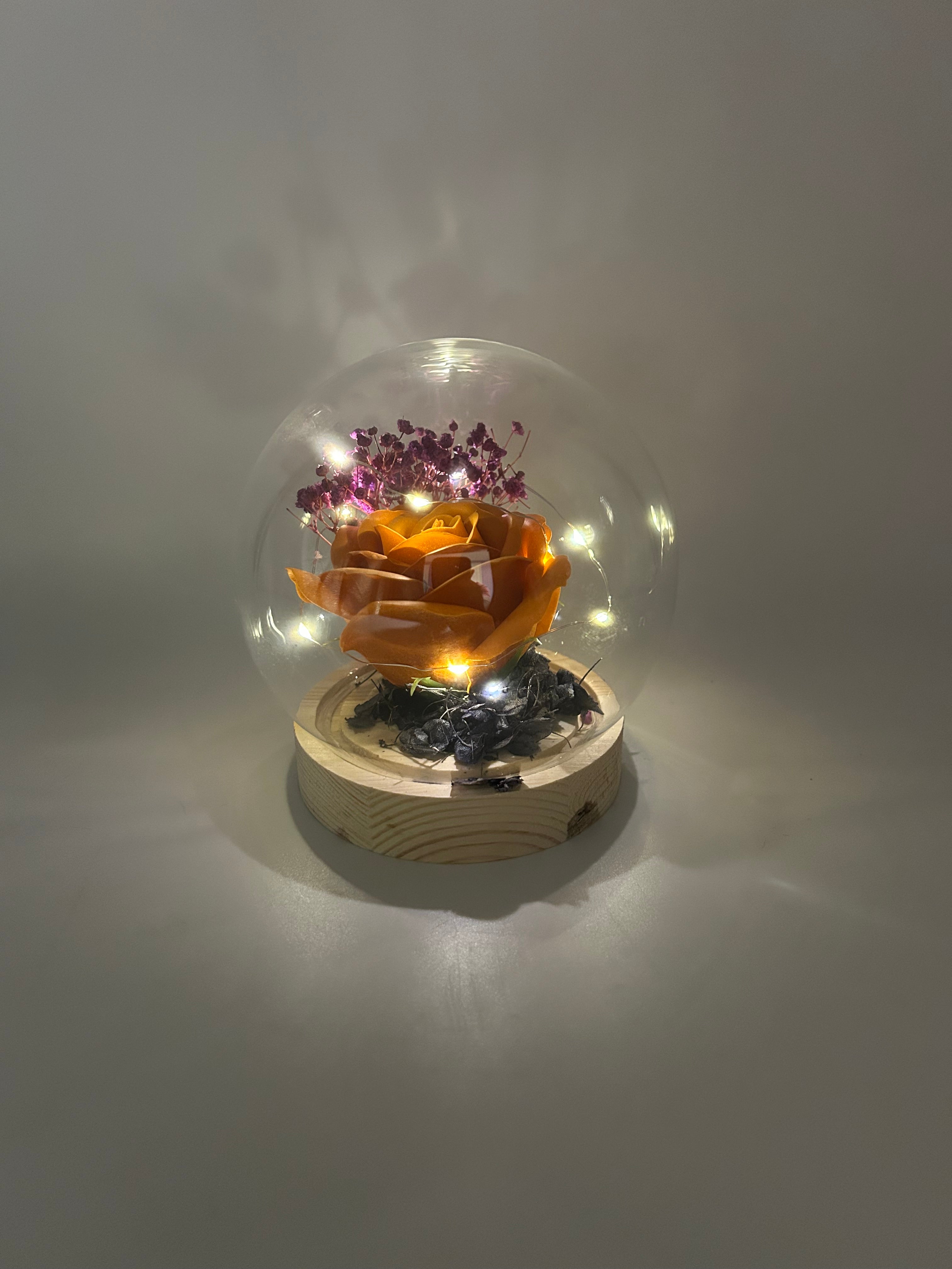 LED Light Orange Rose Globe Purple Baby Blossoms