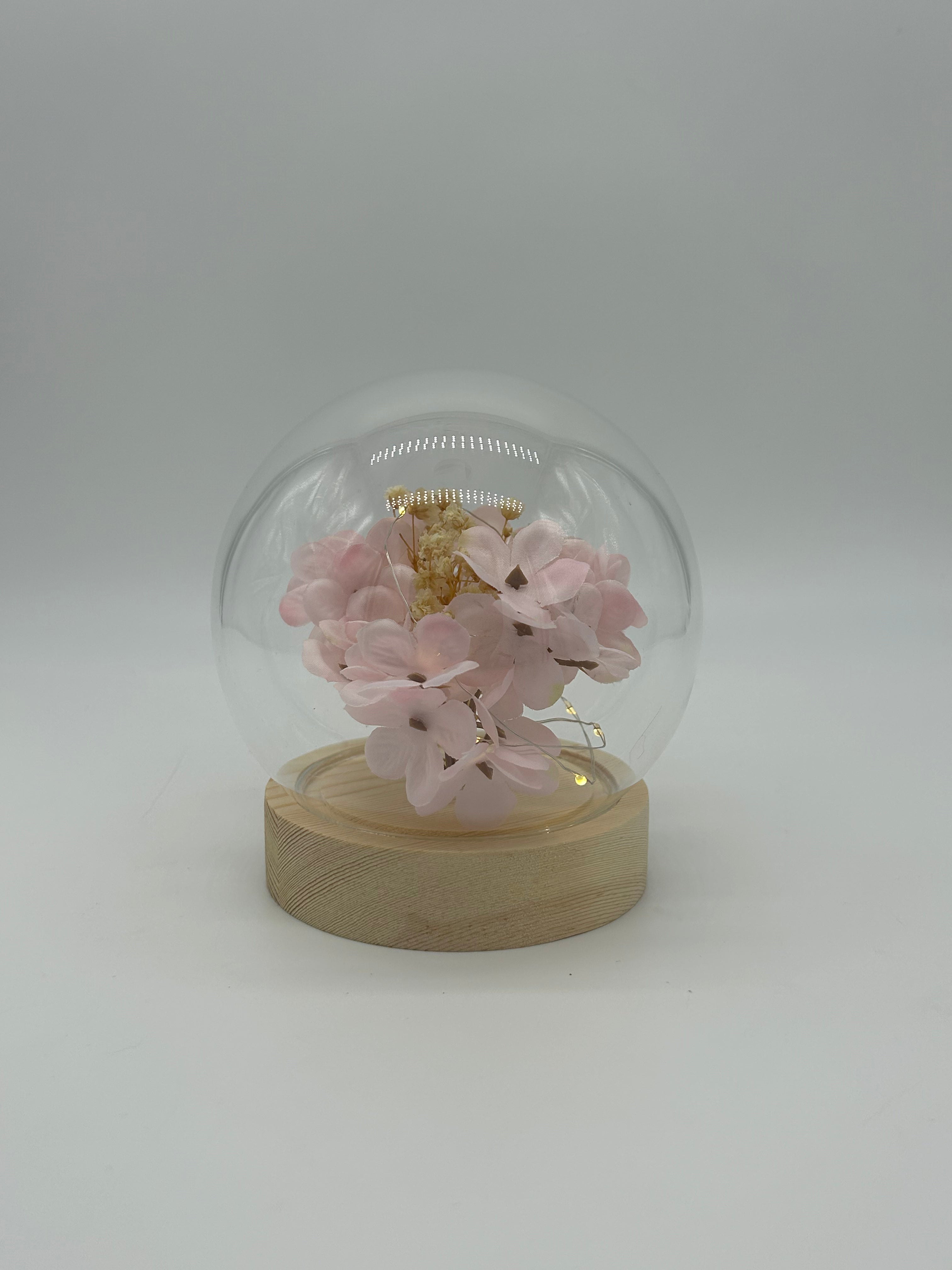 LED Pink and White Hydranges LED Floral Globes