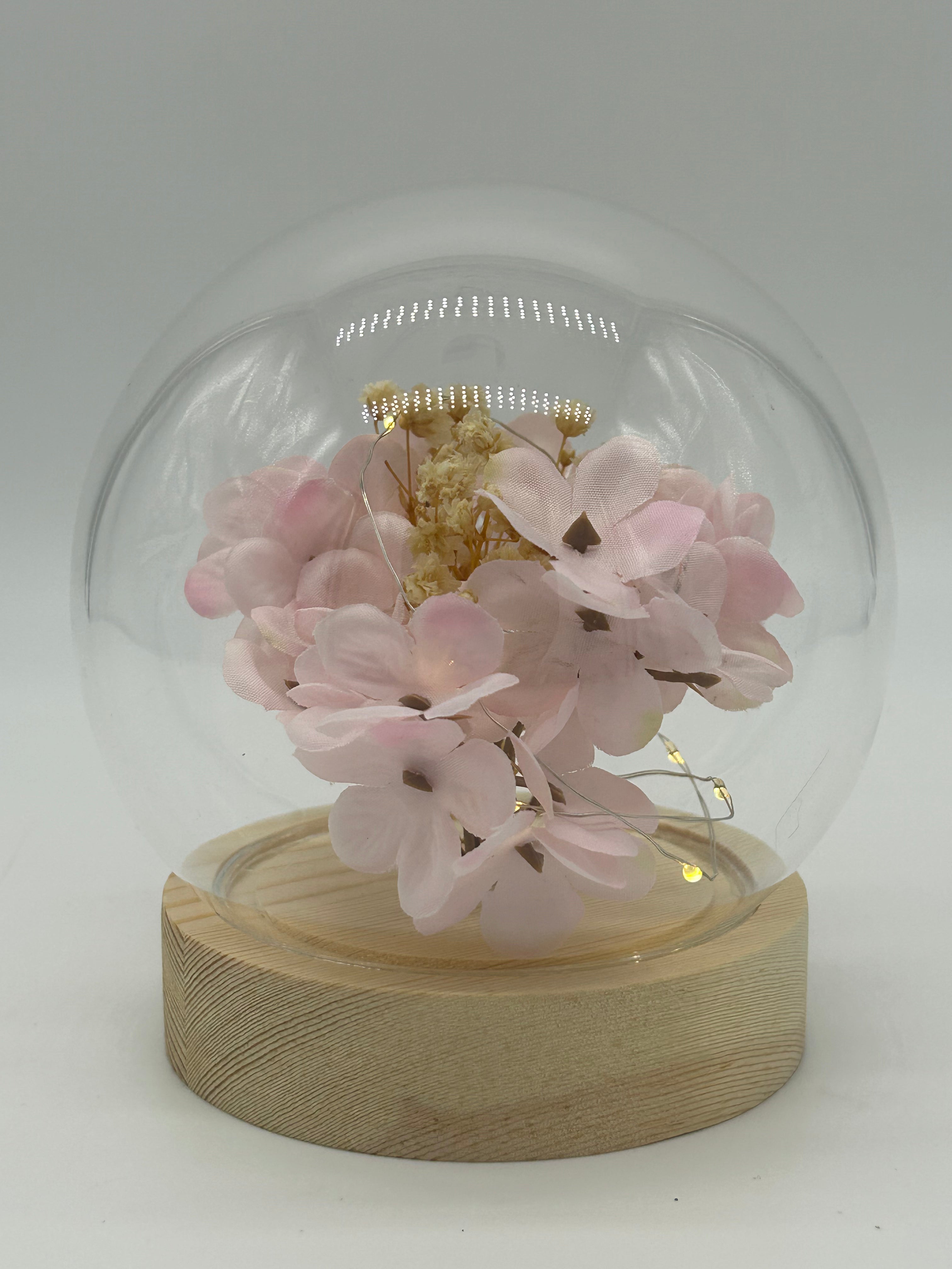 LED Pink and White Hydranges LED Floral Globes