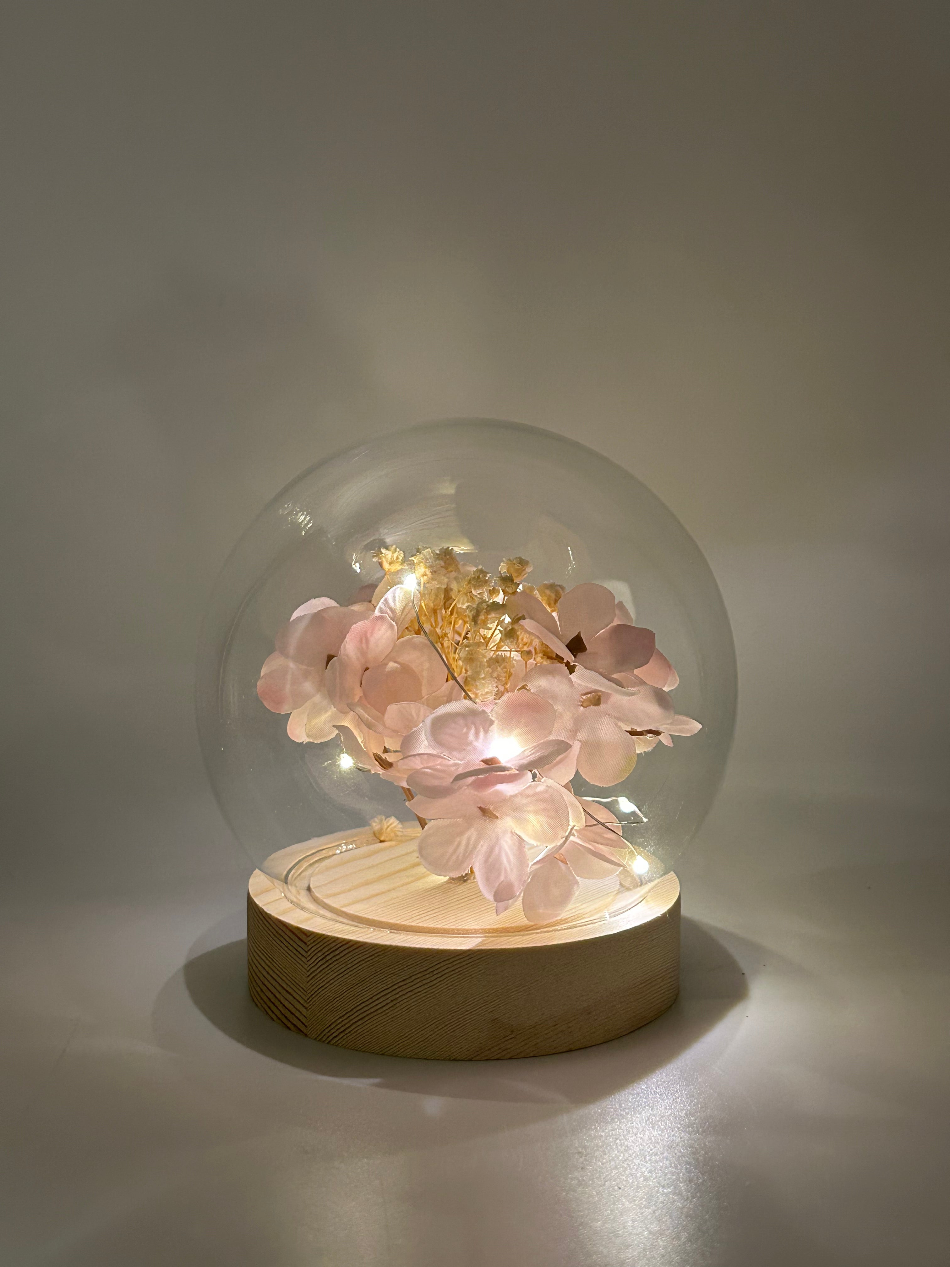 LED Pink and White Hydranges LED Floral Globes