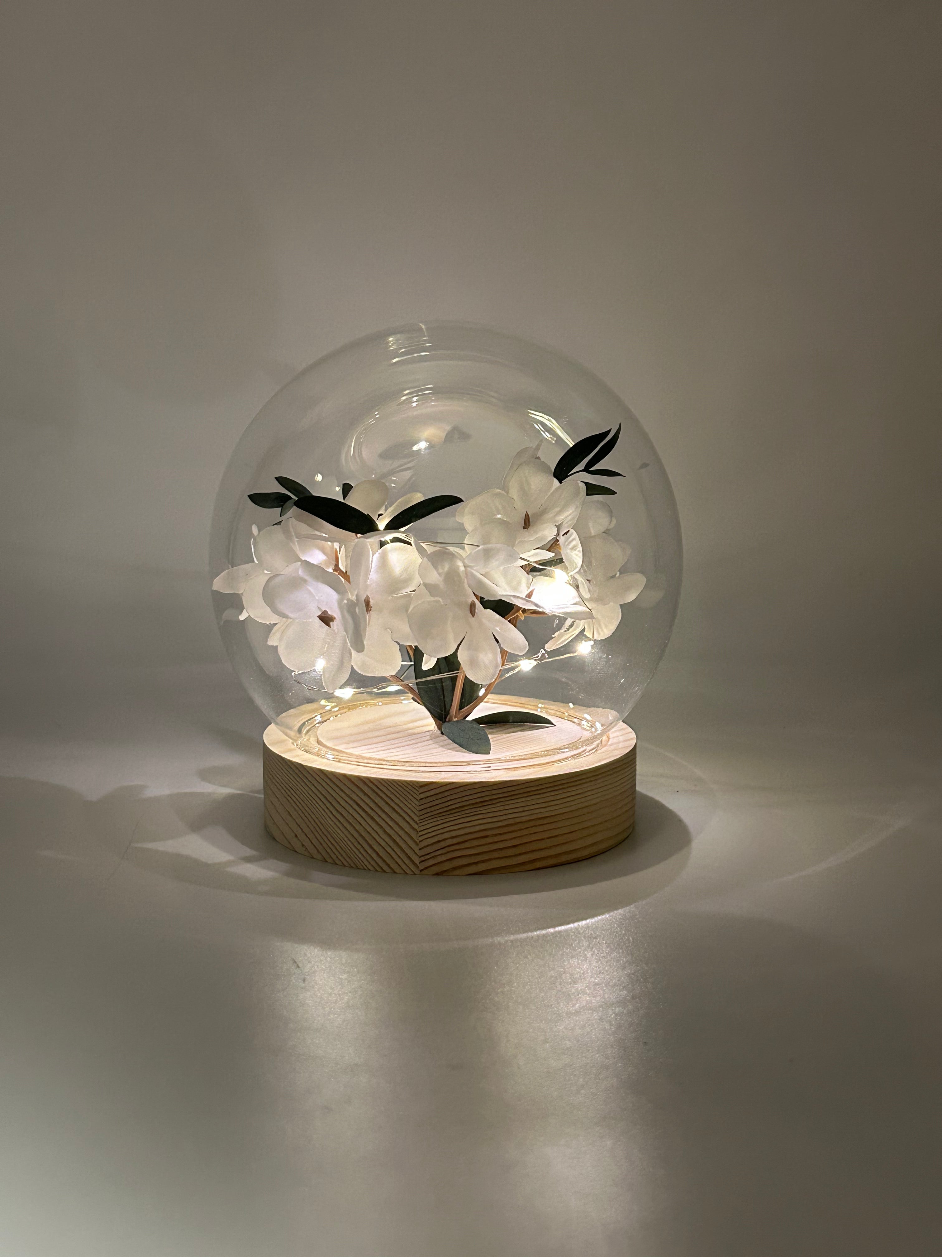 LED Pink and White Hydranges LED Floral Globes
