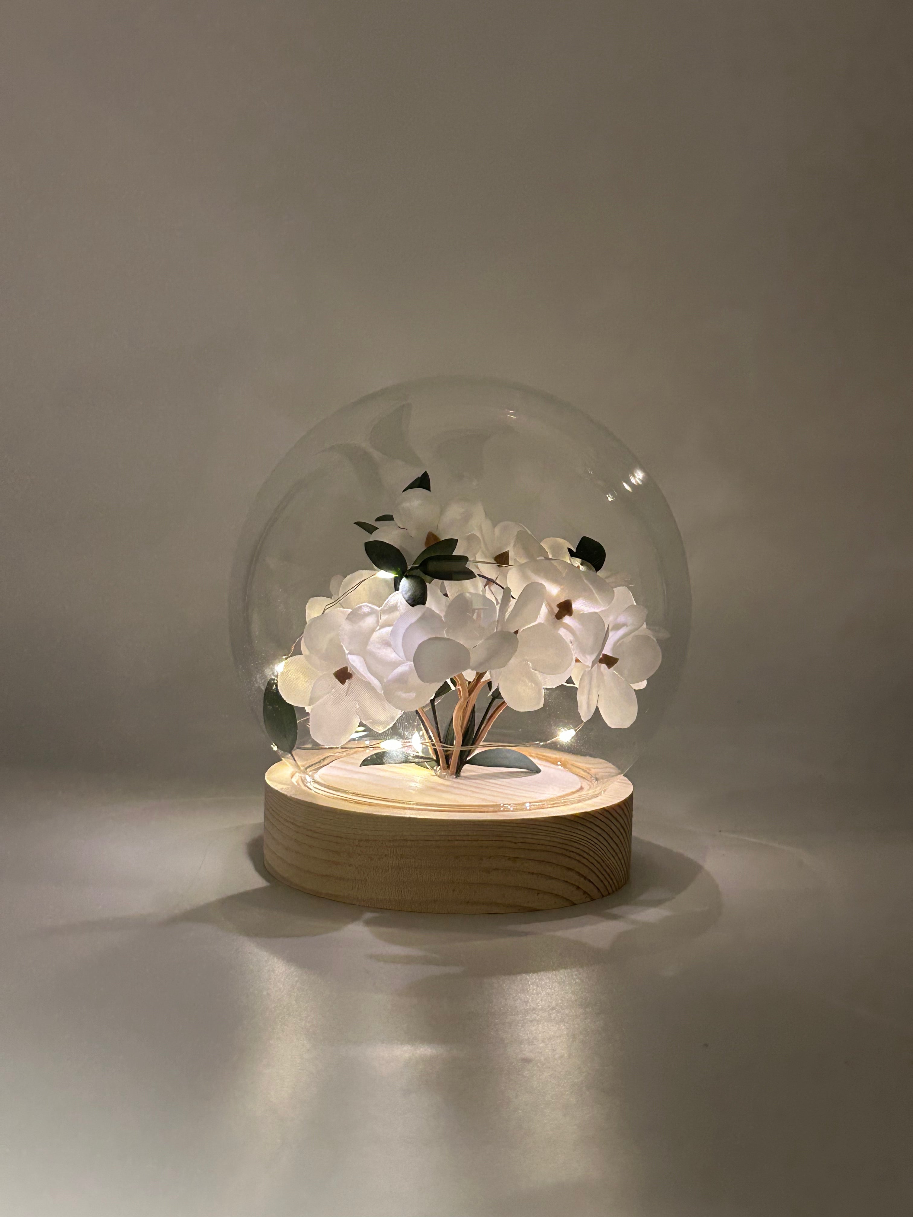LED Pink and White Hydranges LED Floral Globes