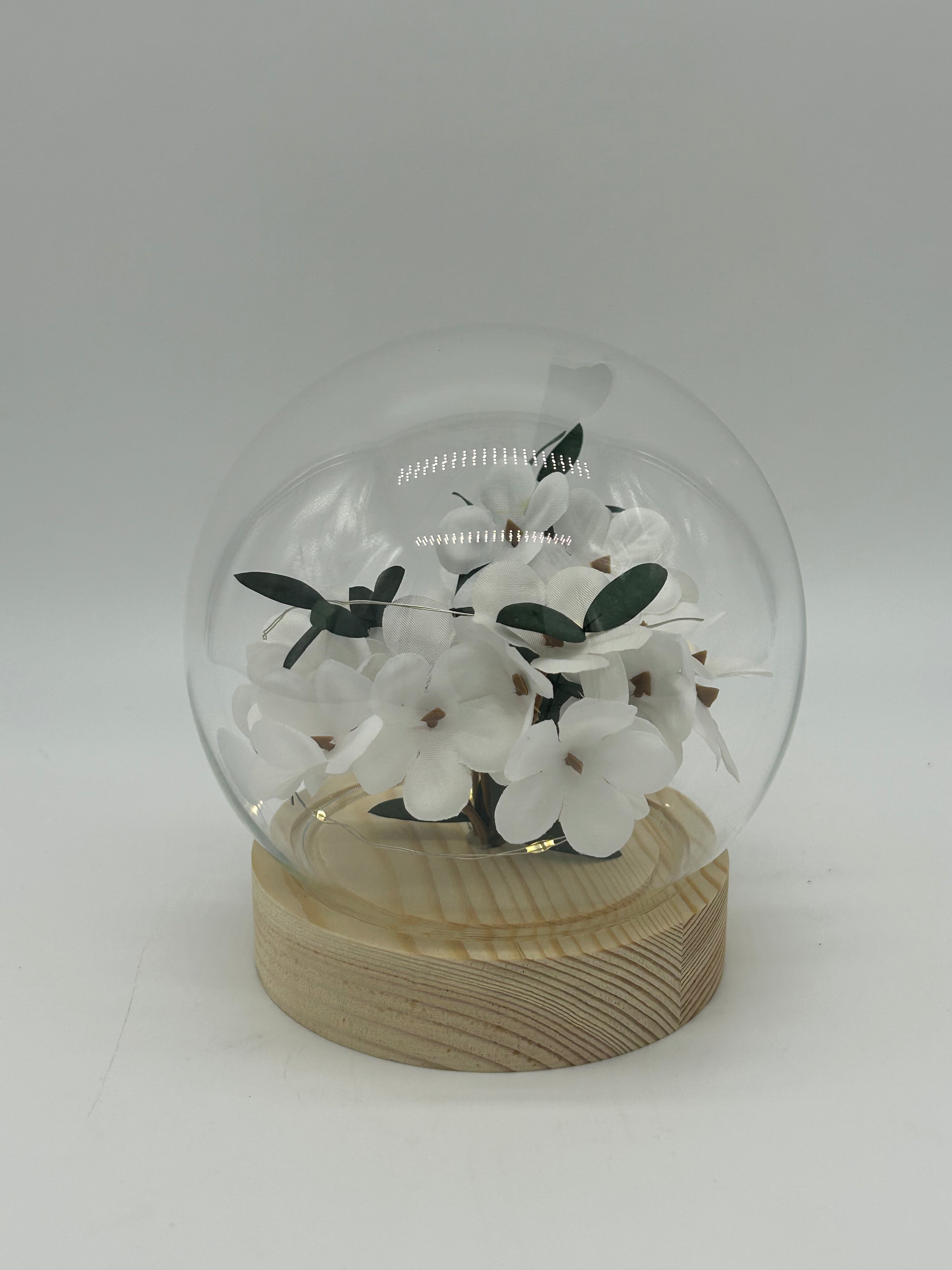LED Pink and White Hydranges LED Floral Globes