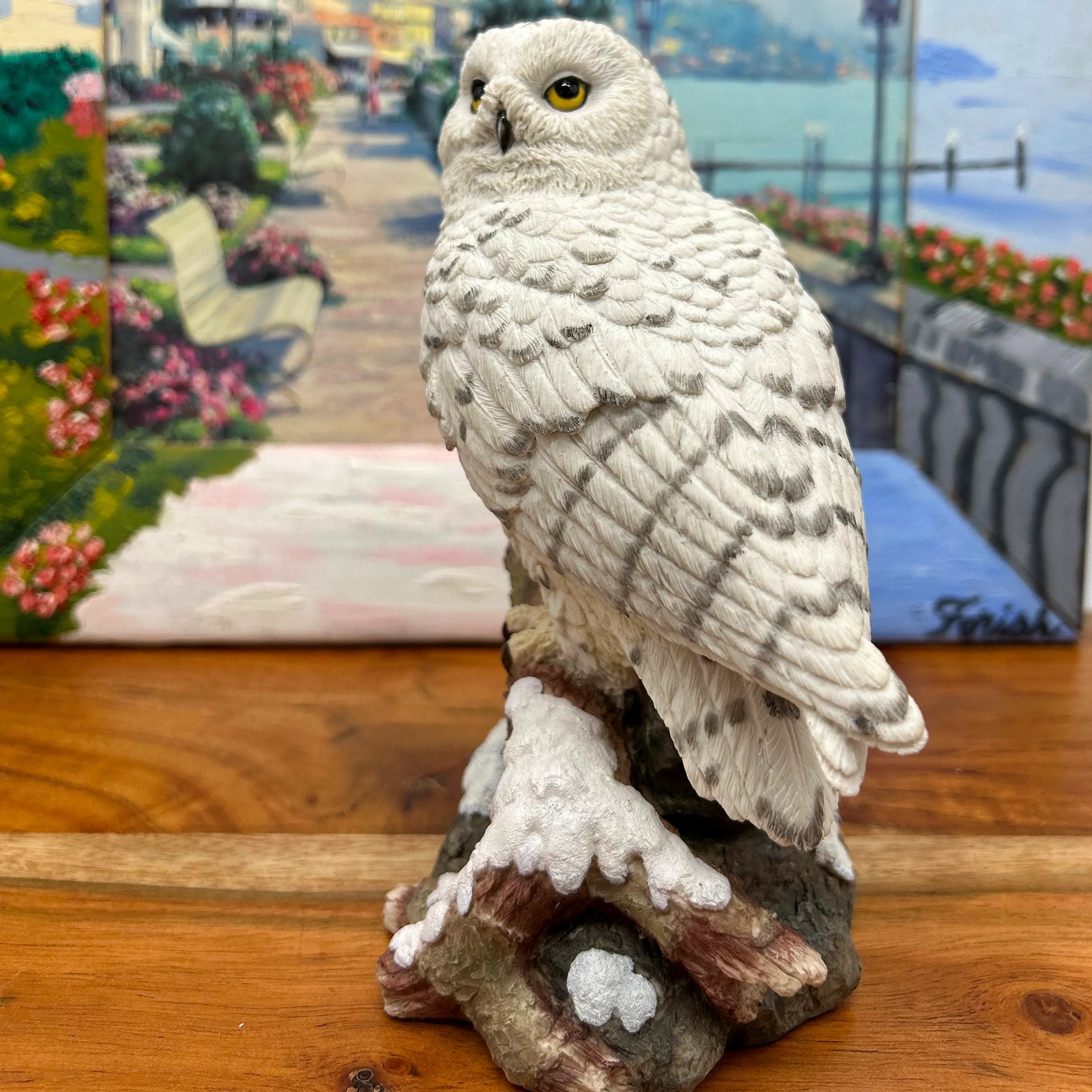 Resin Snow Owl Home Decor Statue