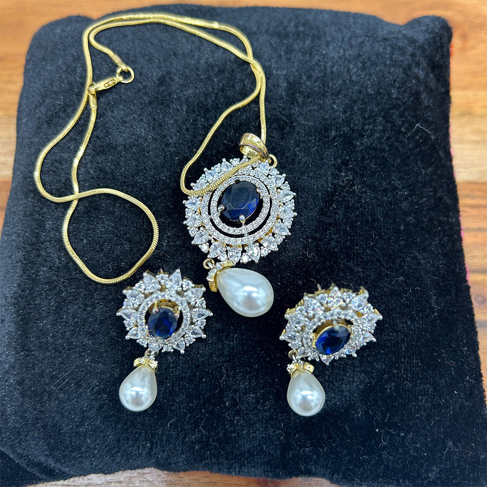 Jewelry Under 10 Dollars Dark Blue Pendant and Earring Set as Gift under $10