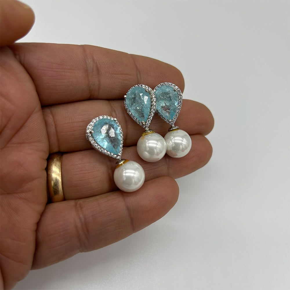 Blue Pearl Pendant Set with Earrings