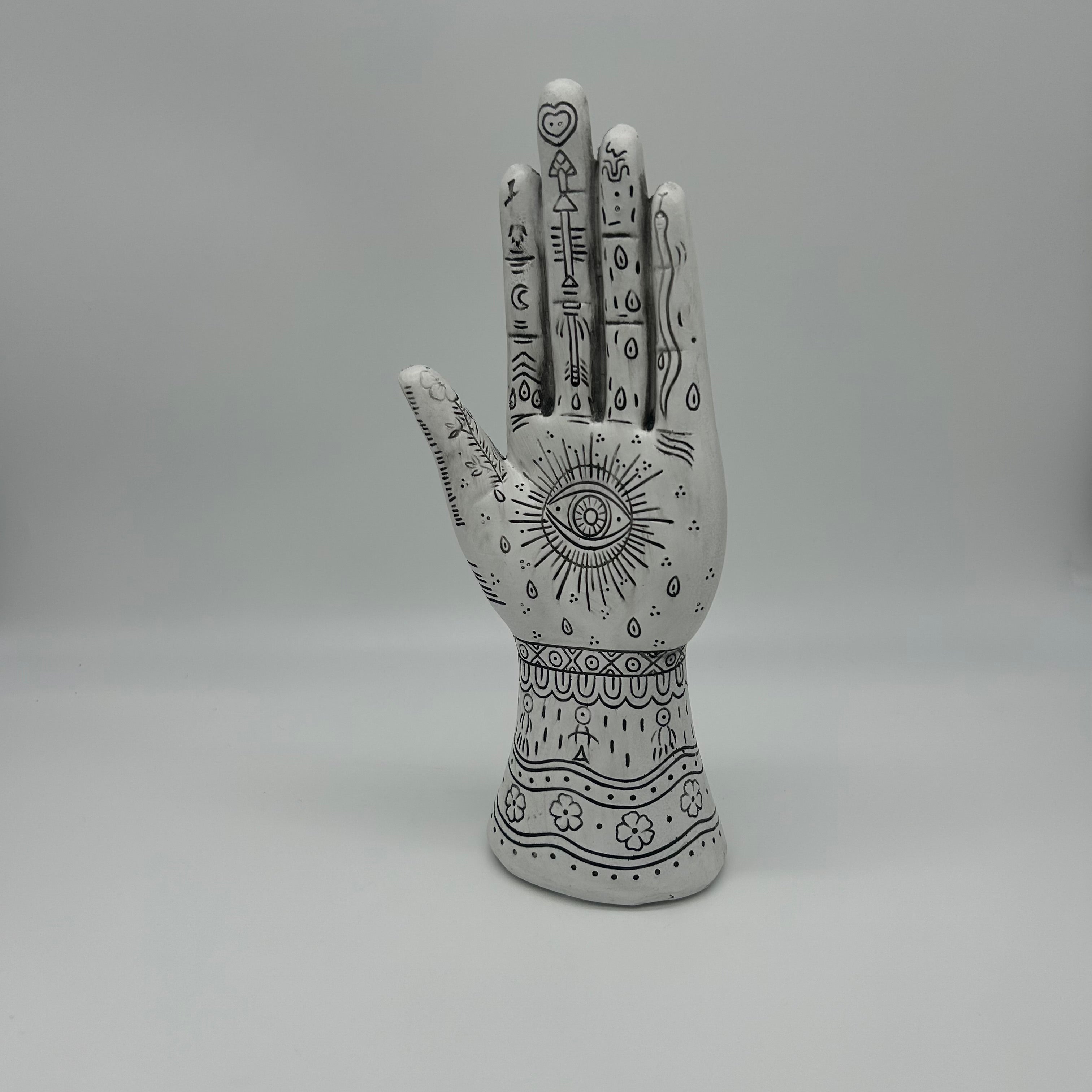White Resin Tattoo Hand Home Decor Set of 2