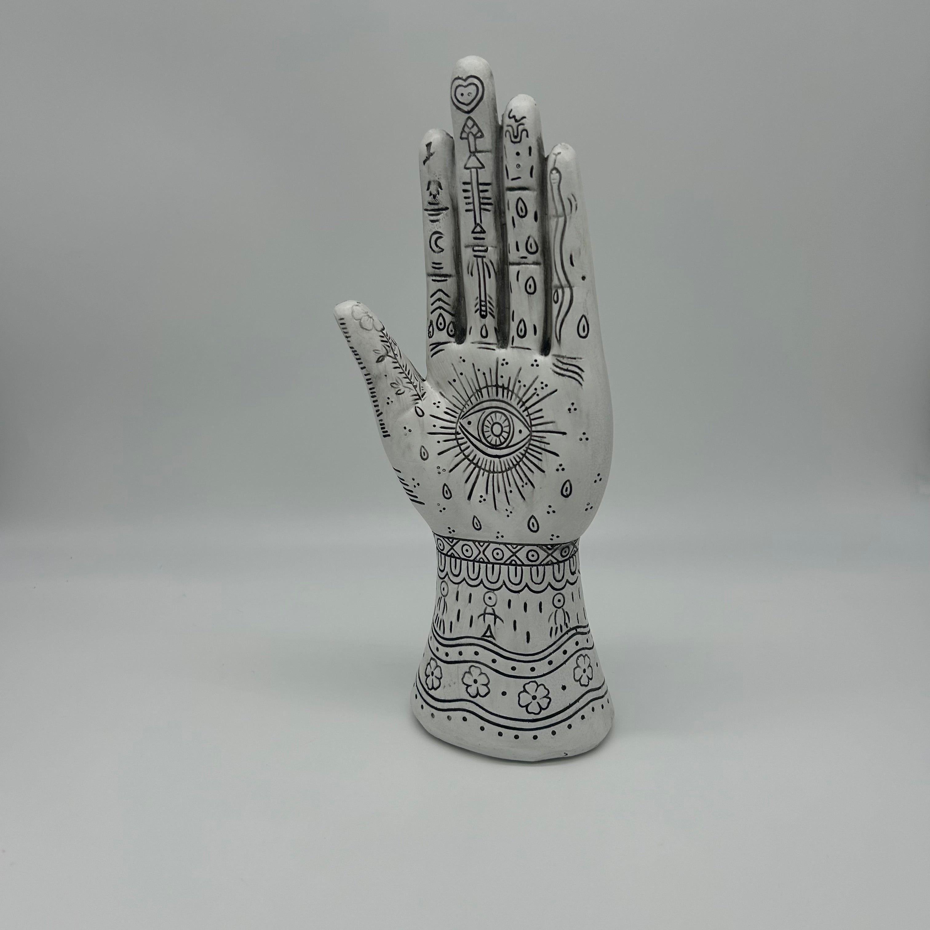 White Resin Tattoo Hand Home Decor Set of 2