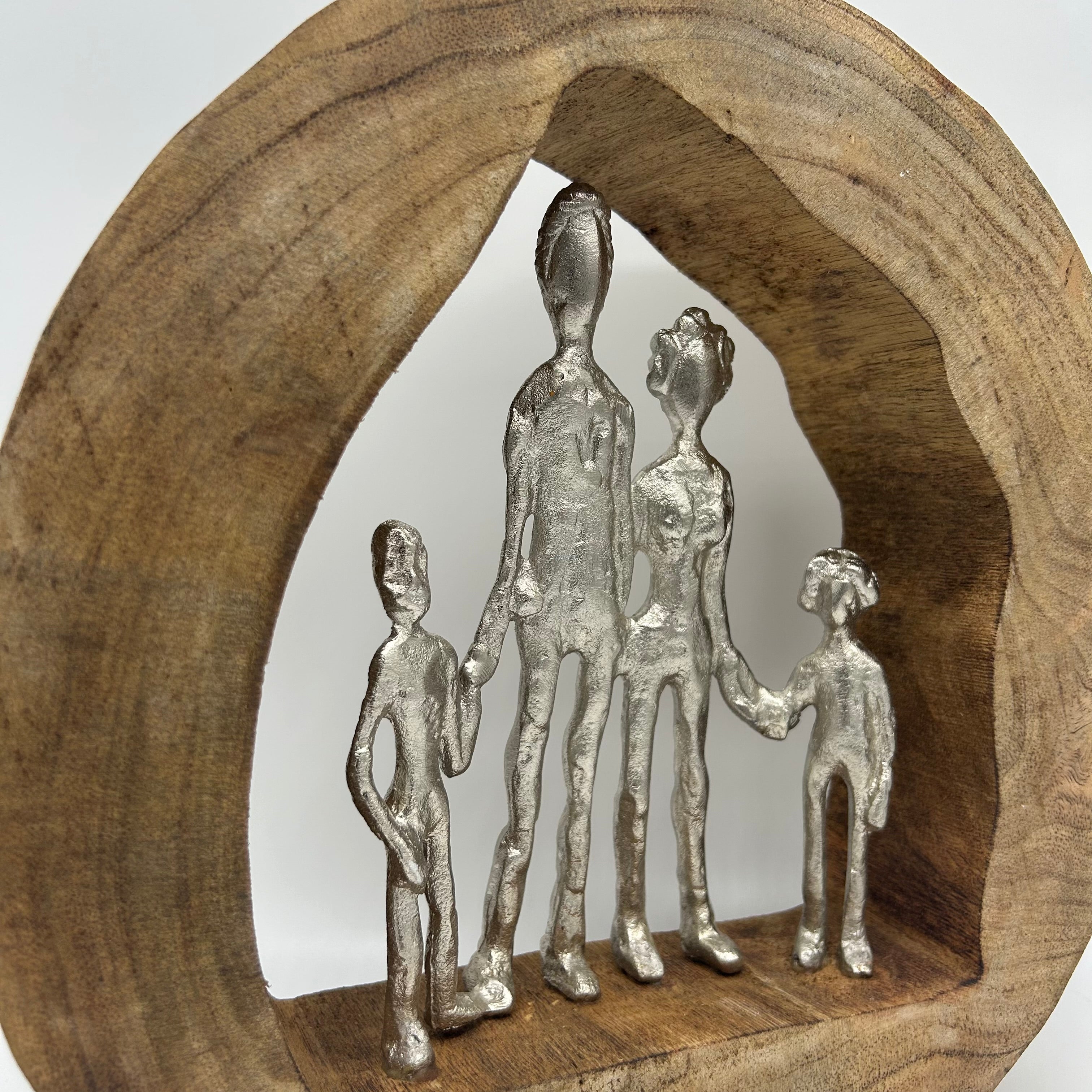 Wooden Family Figurine and Sculpture Home Decorative Accent