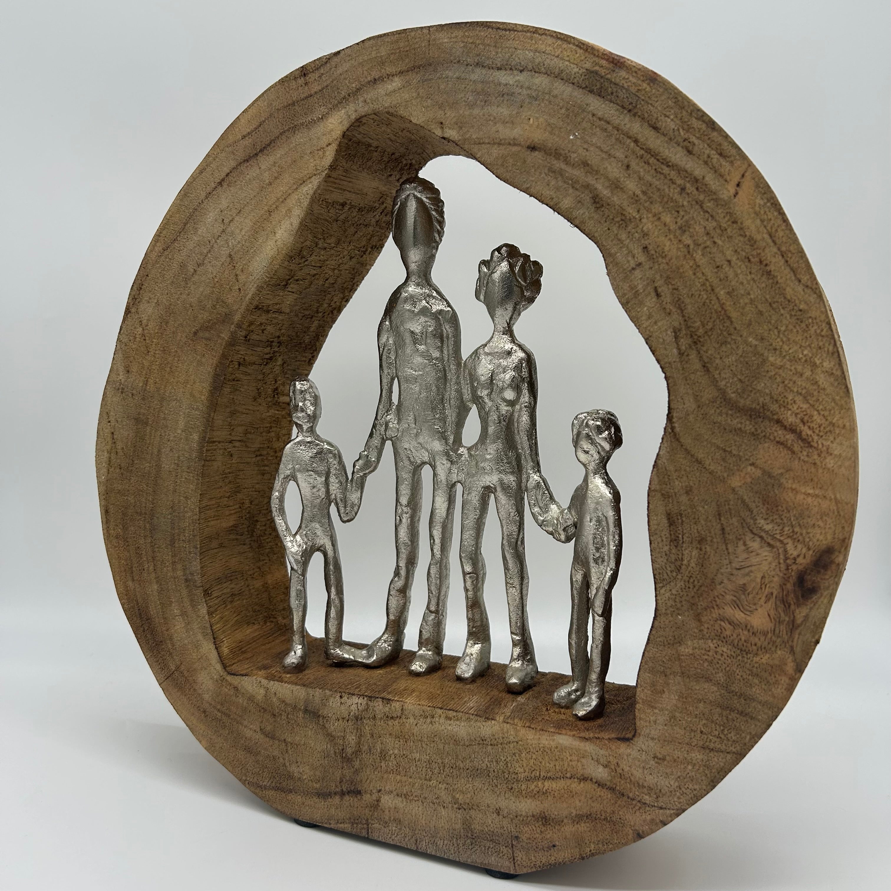 Wooden Family Figurine and Sculpture Home Decorative Accent