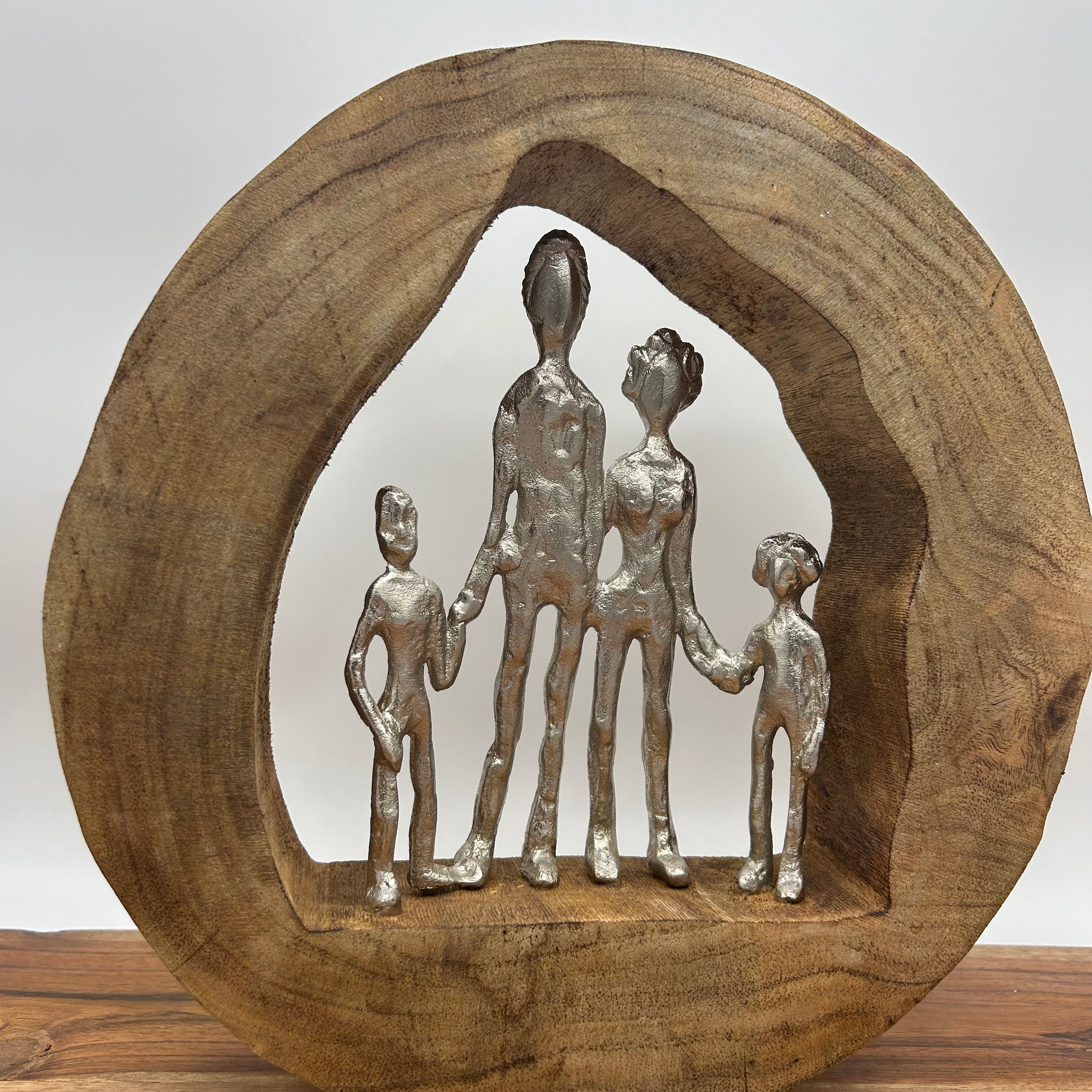 Wooden Family Figurine and Sculpture Home Decorative Accent